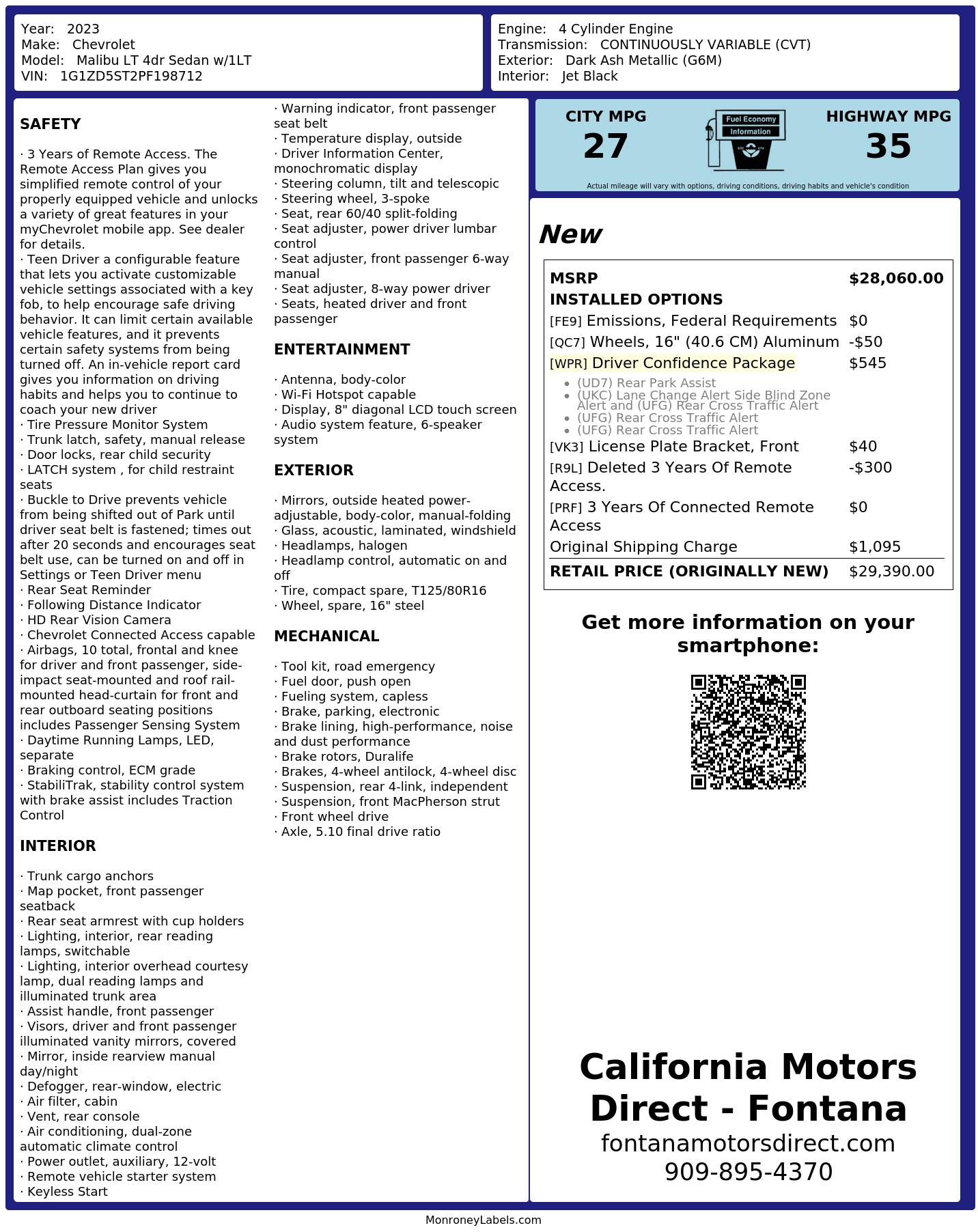 Monroney Label