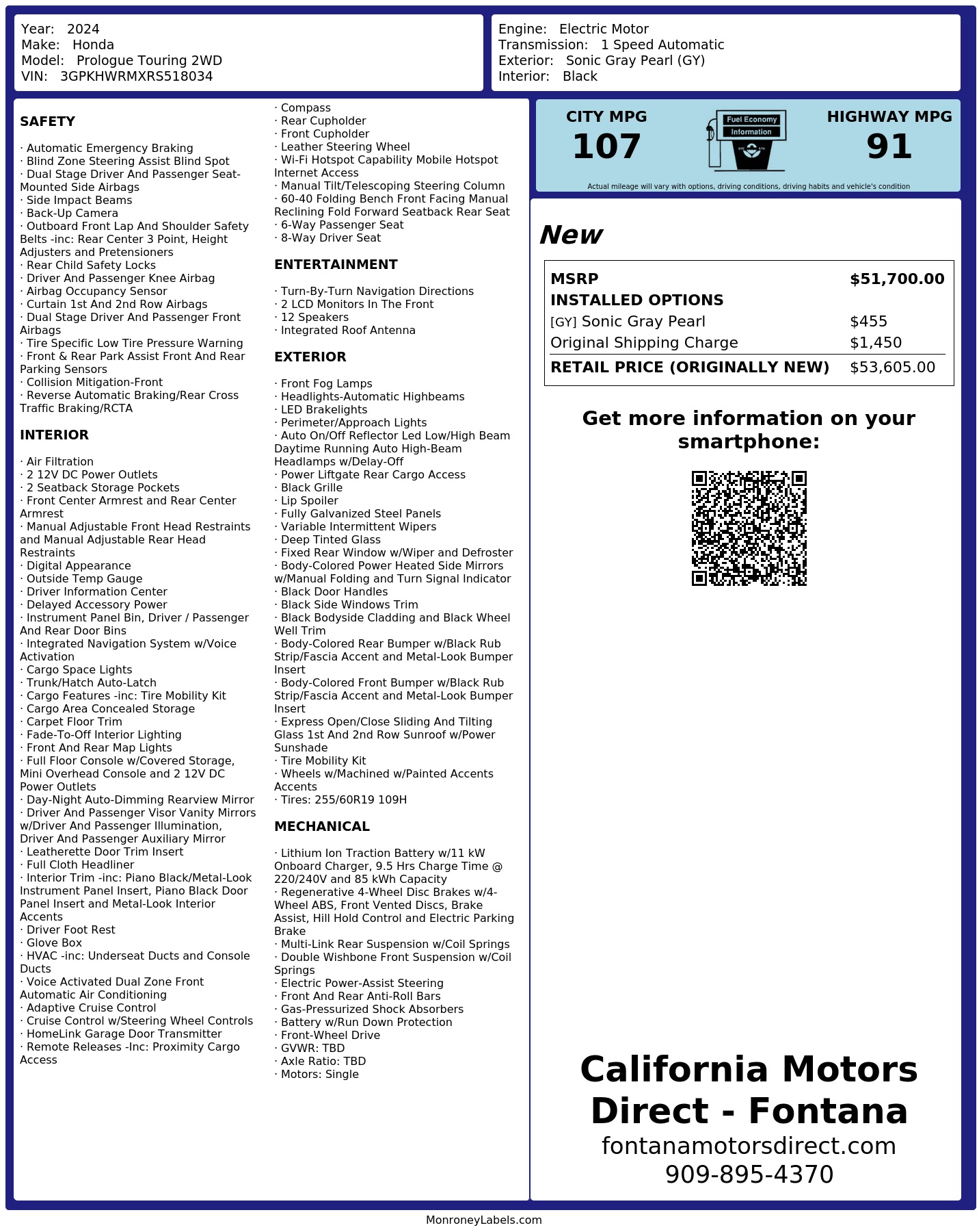 Monroney Label