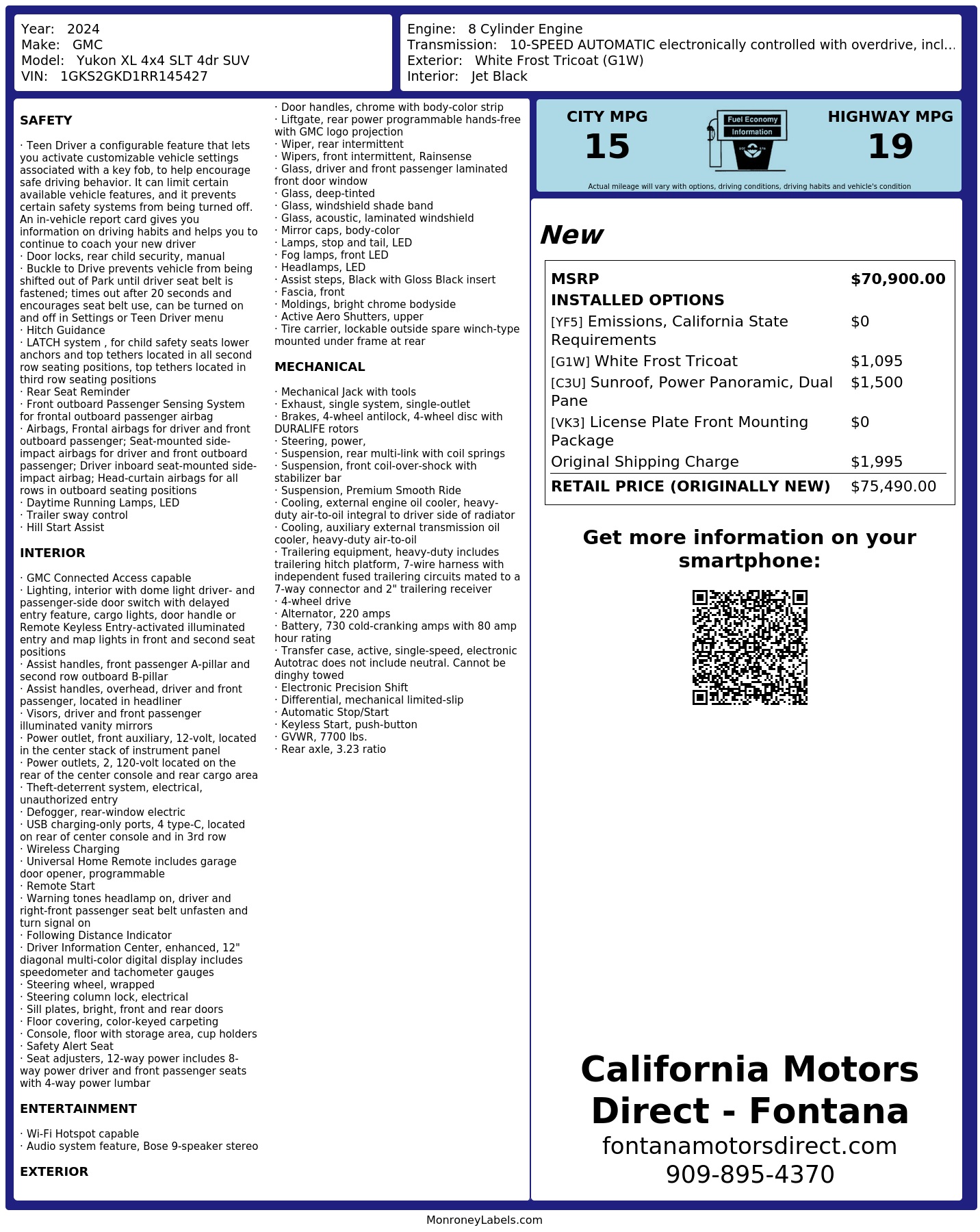 Monroney Label