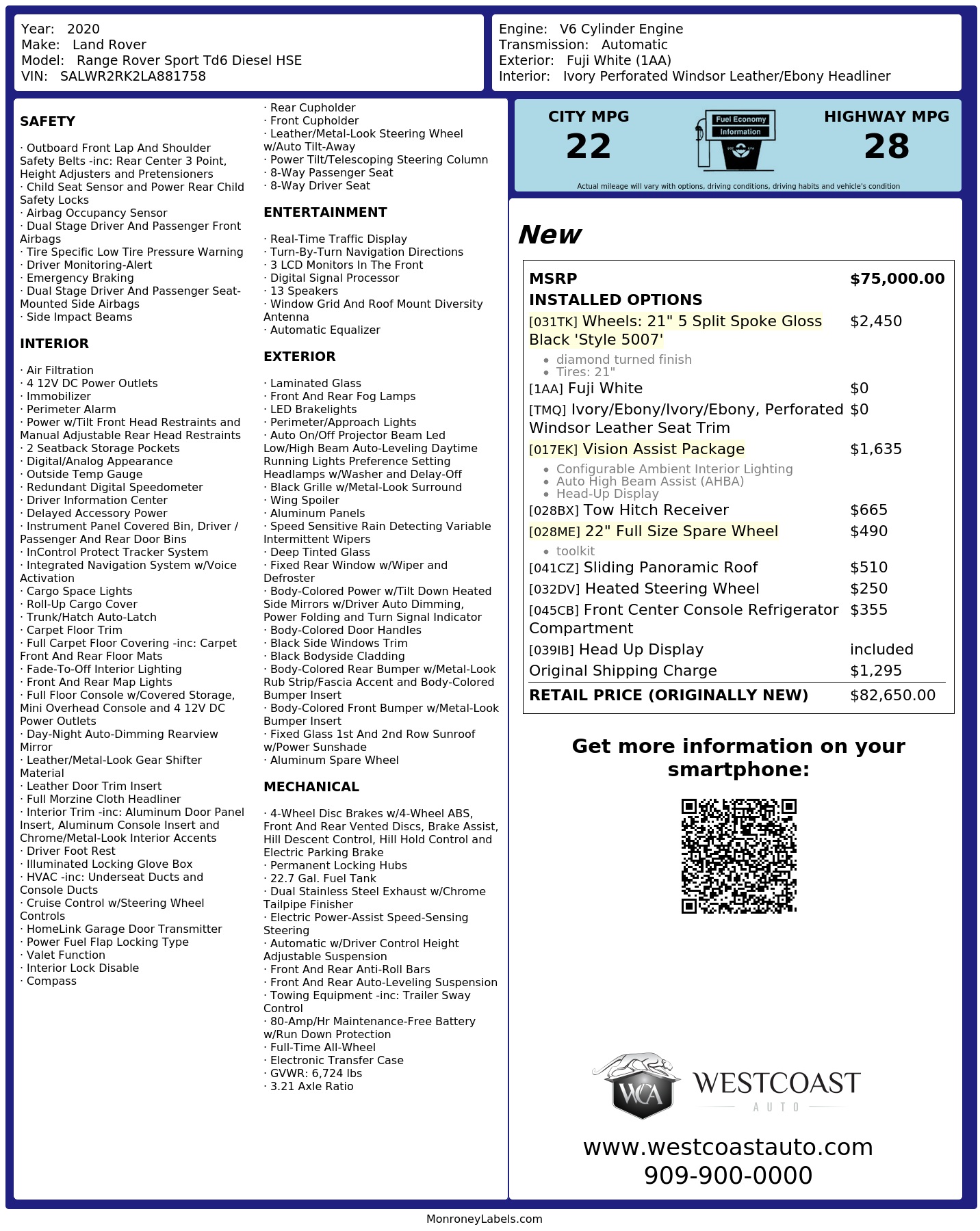 Monroney Label