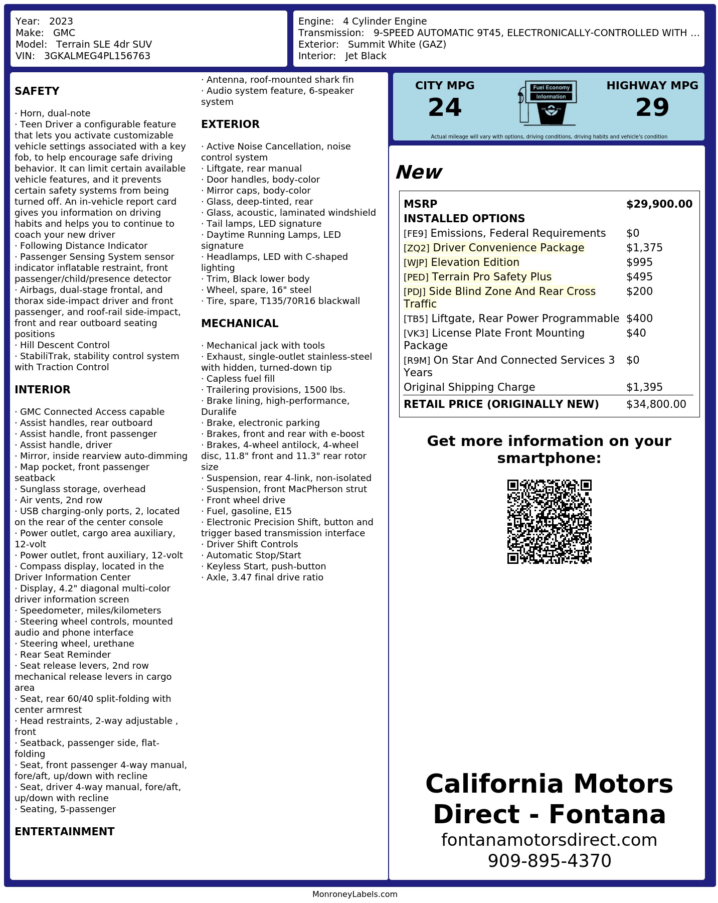 Monroney Label