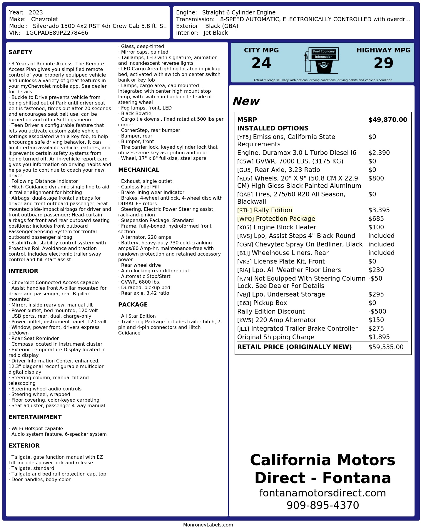 Monroney Label
