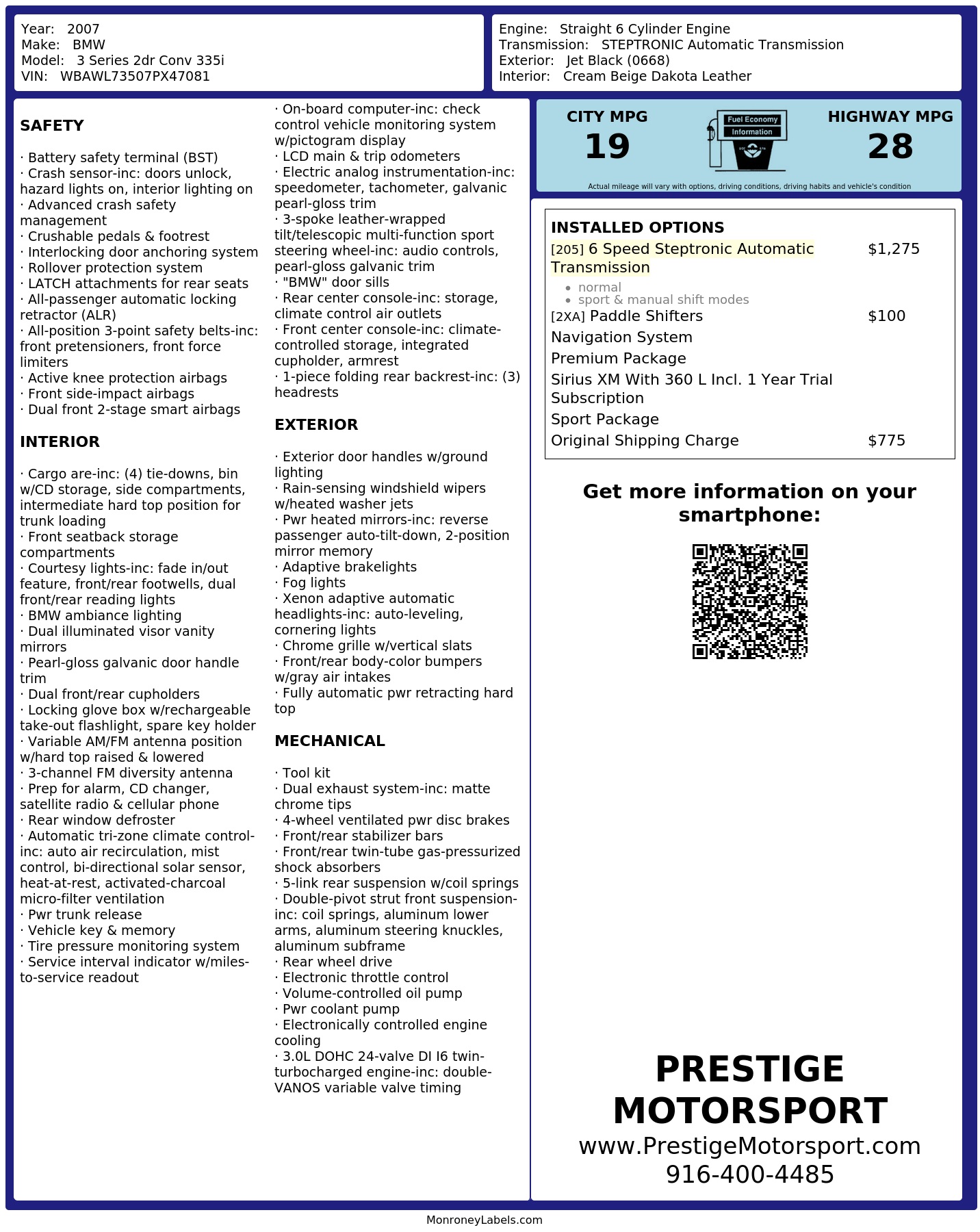 Monroney Label