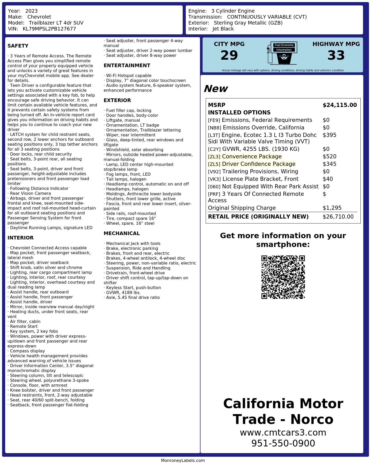 Monroney Label