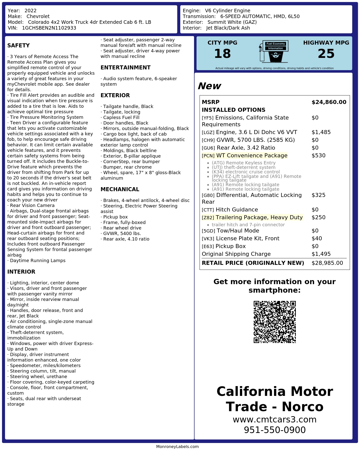 Monroney Label