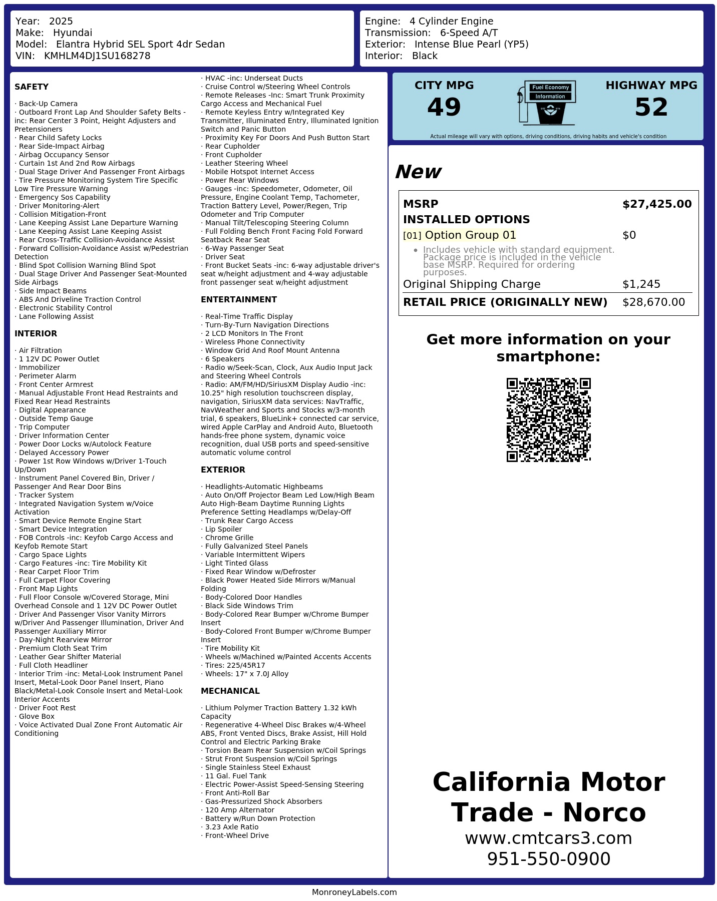 Monroney Label