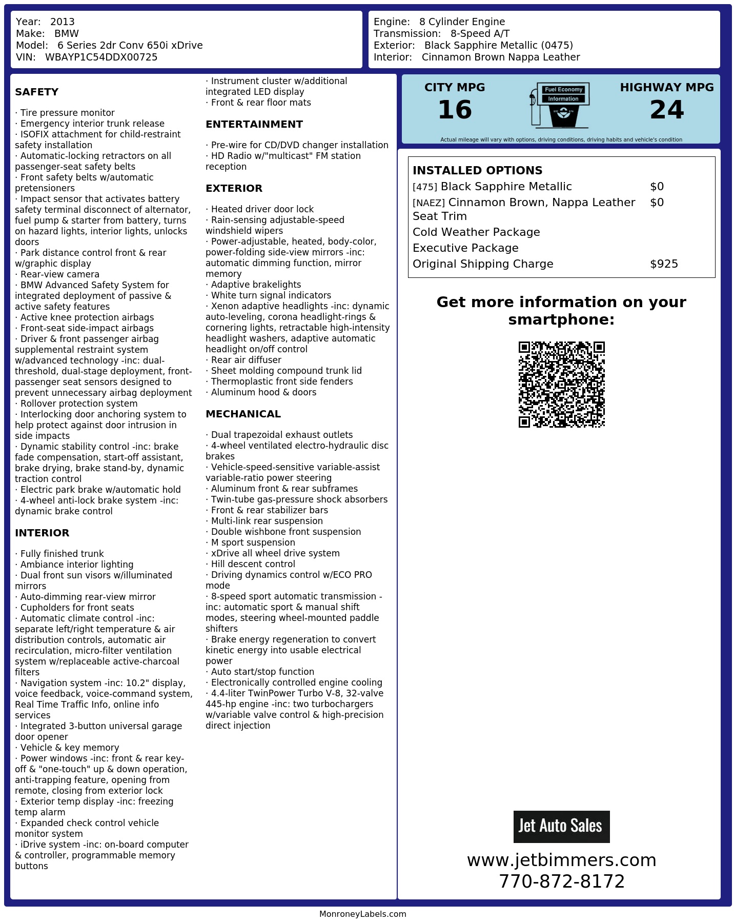 Monroney Label