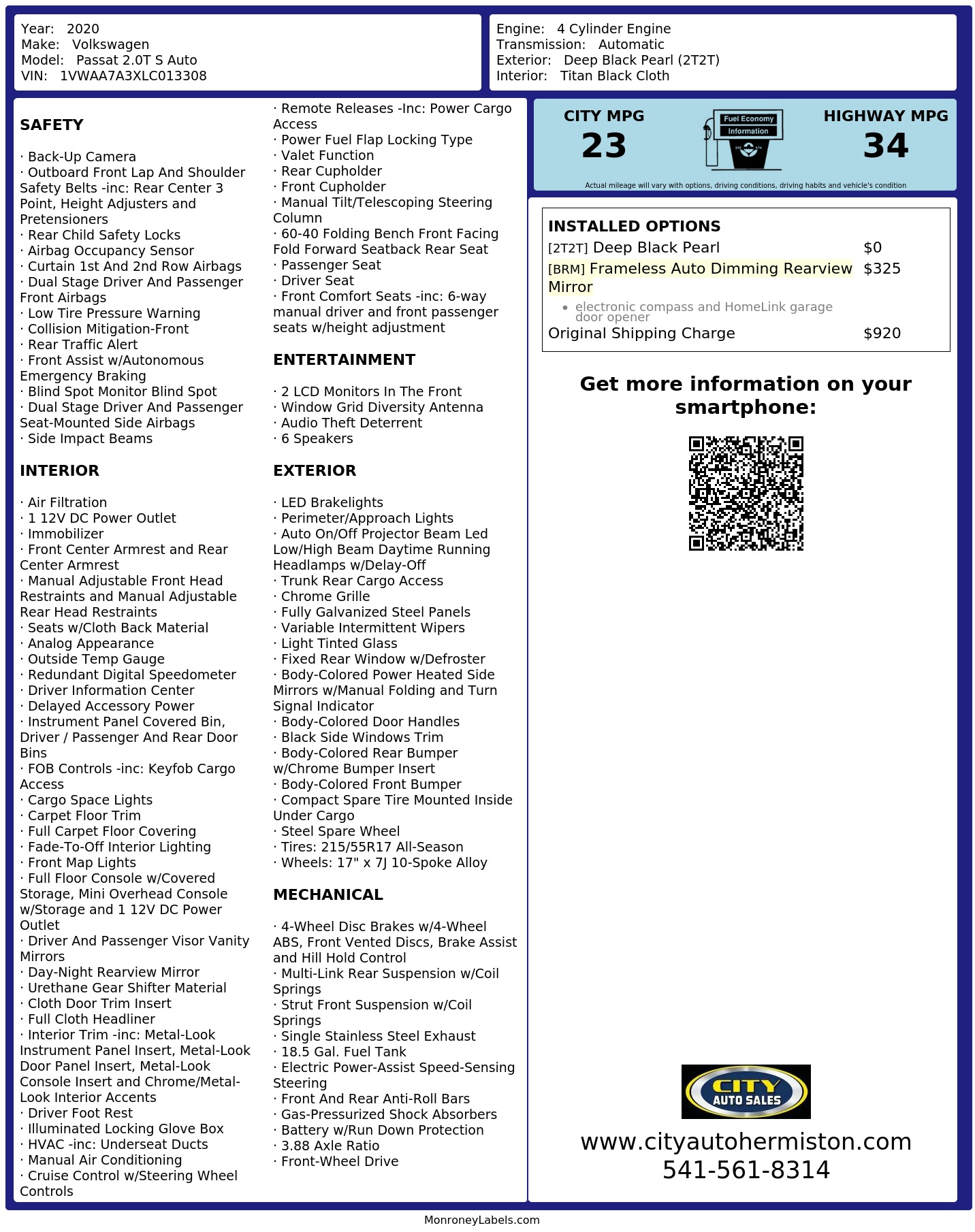 Monroney Label