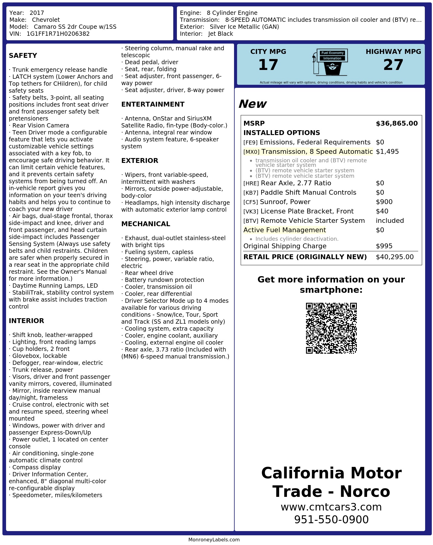 Monroney Label