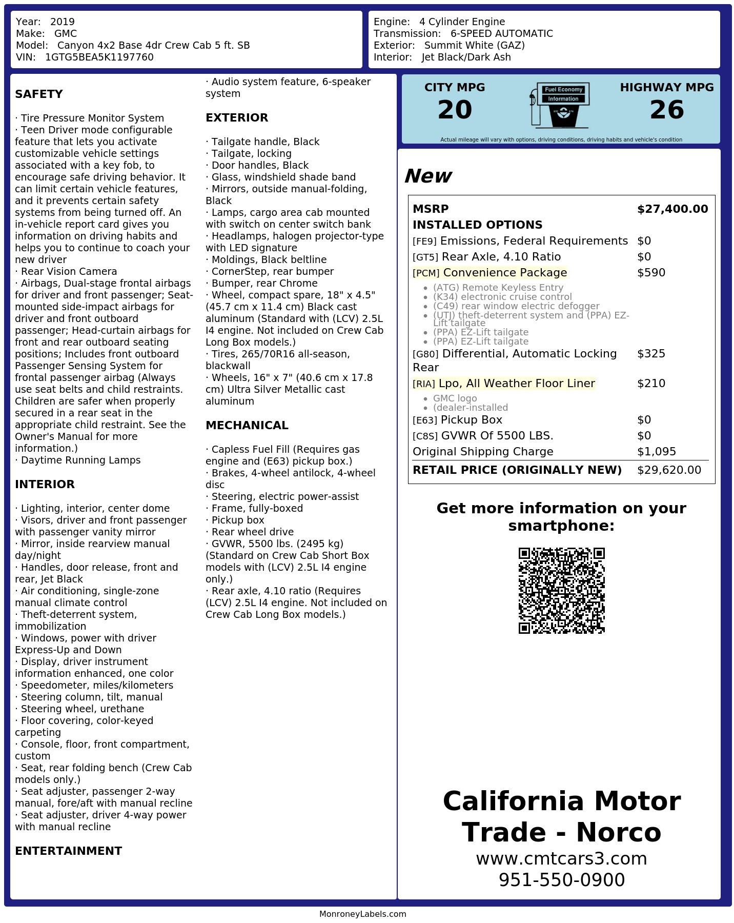 Monroney Label