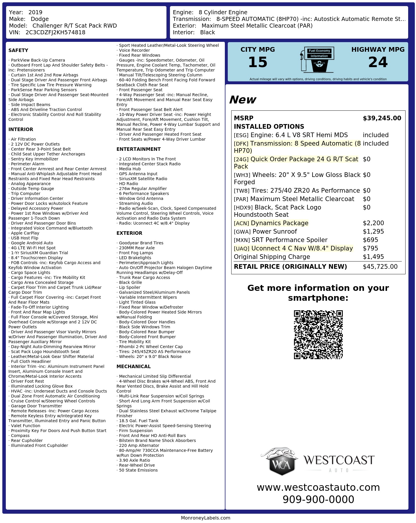 Monroney Label
