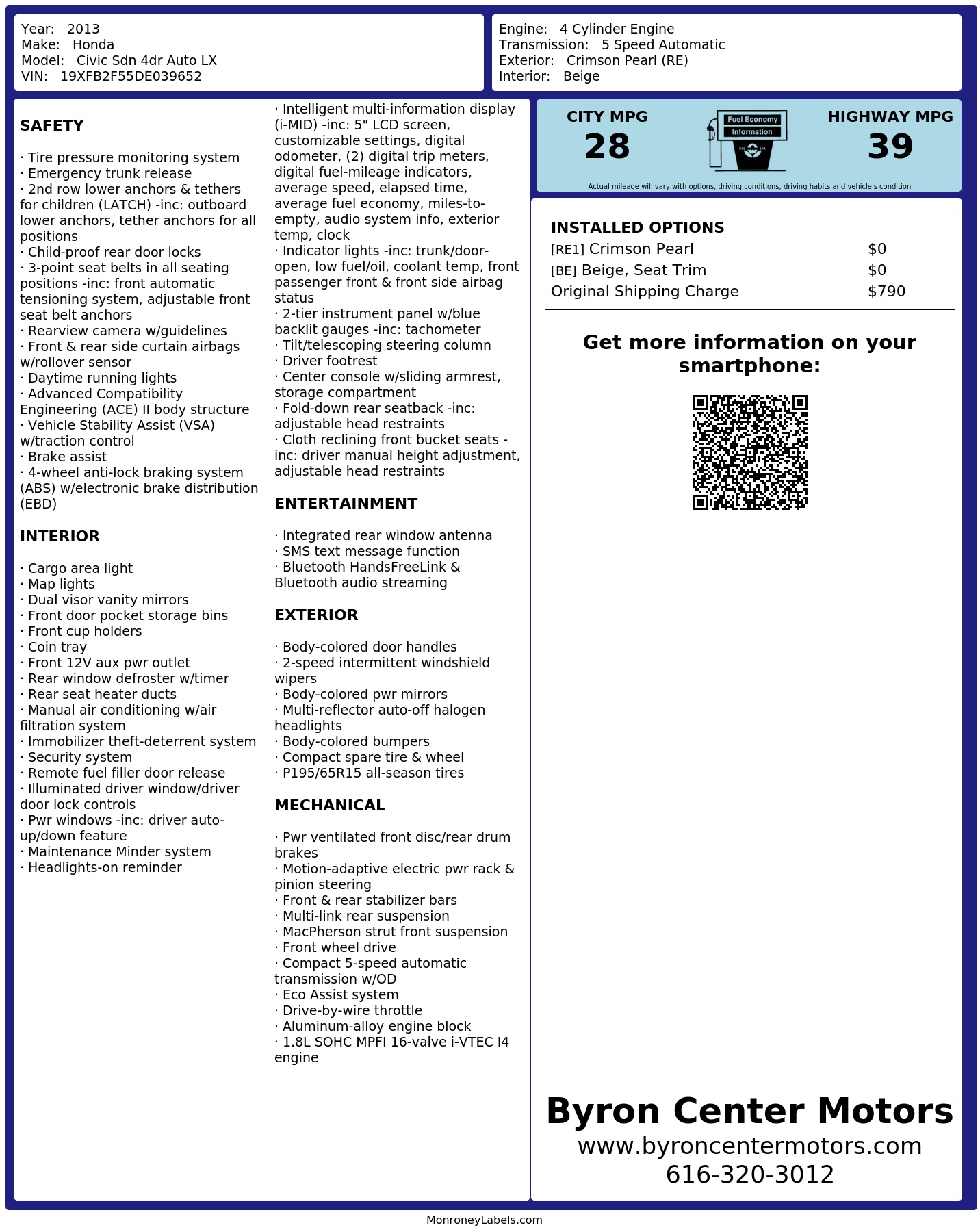 Monroney Label