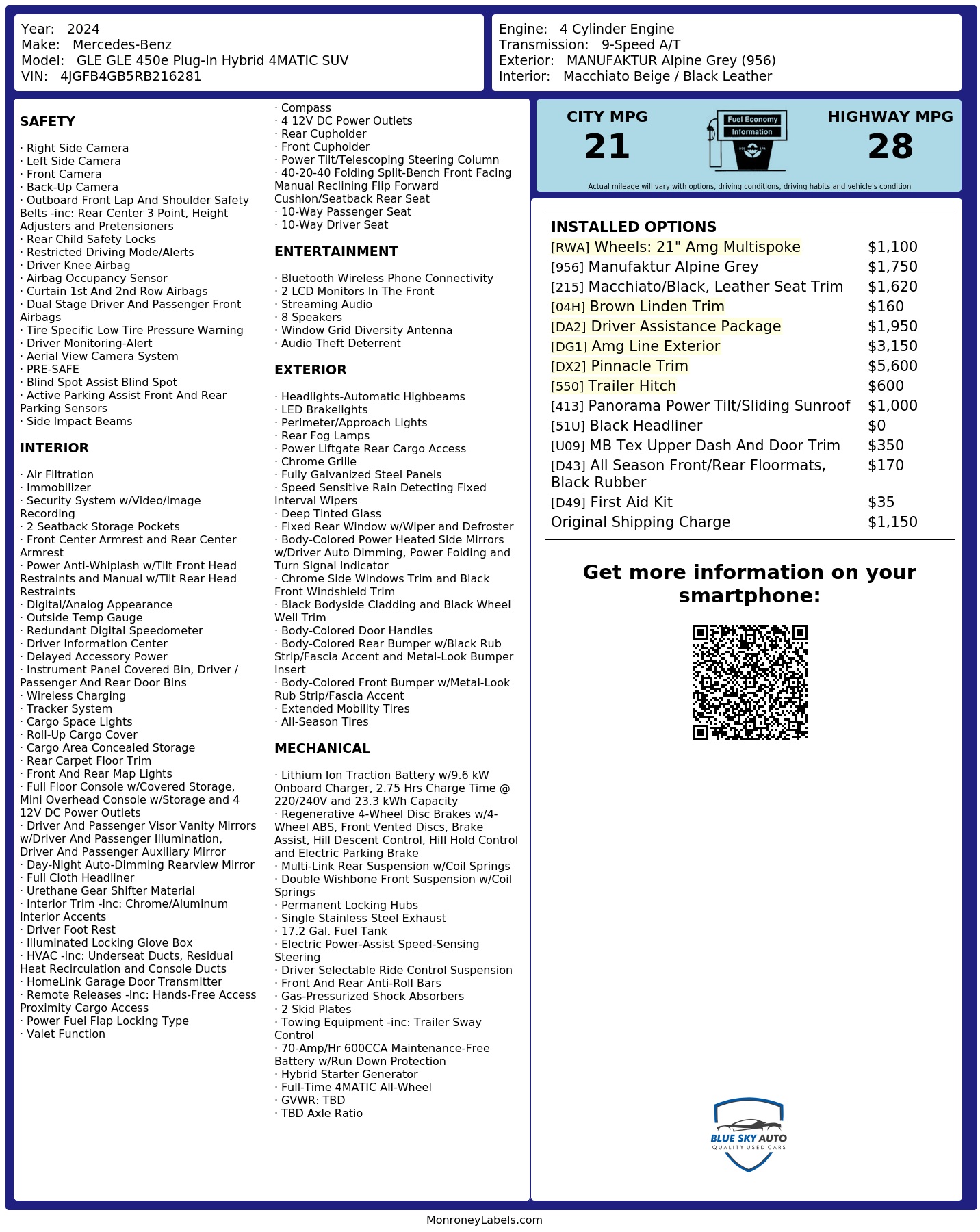 Monroney Label