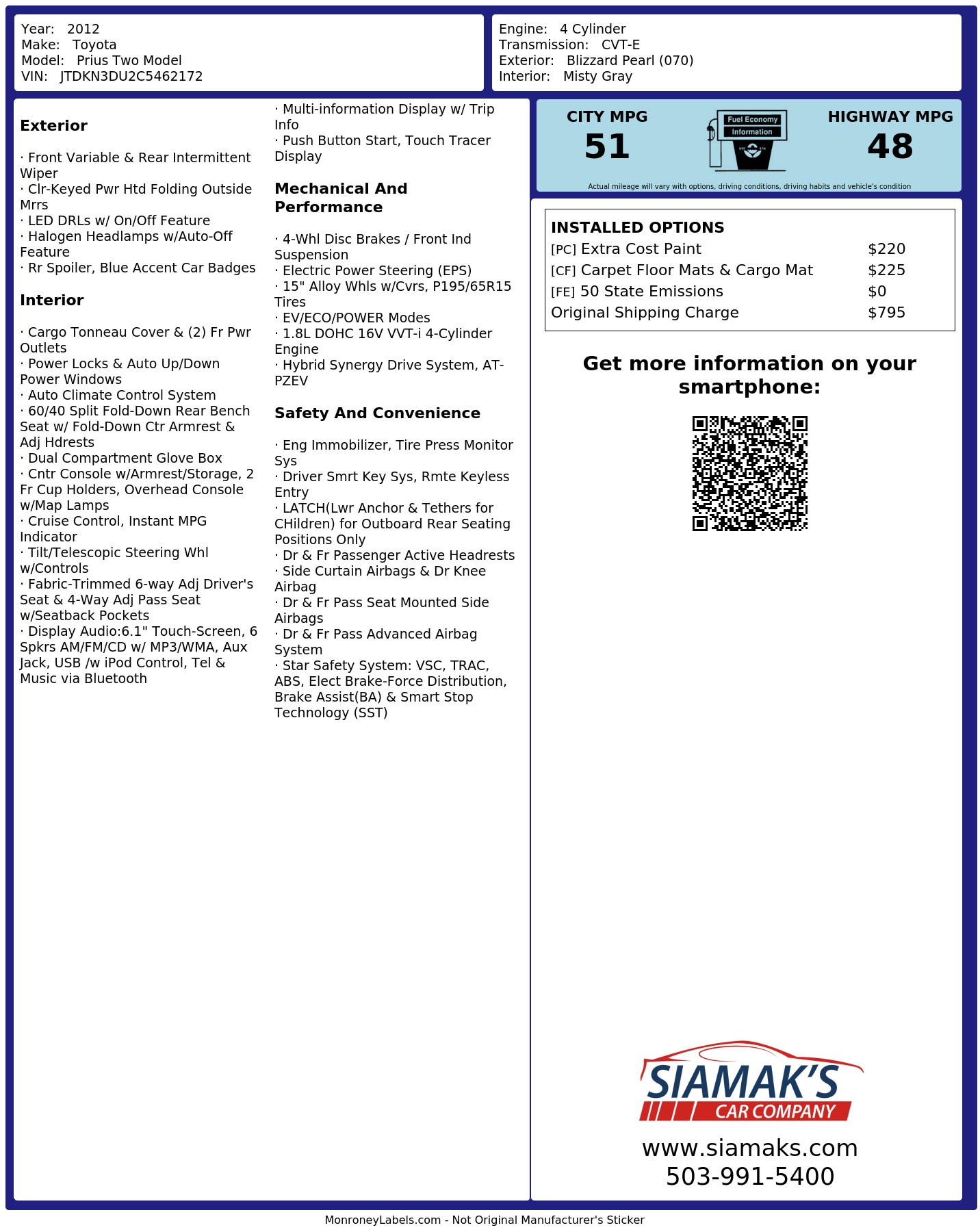 Monroney Label