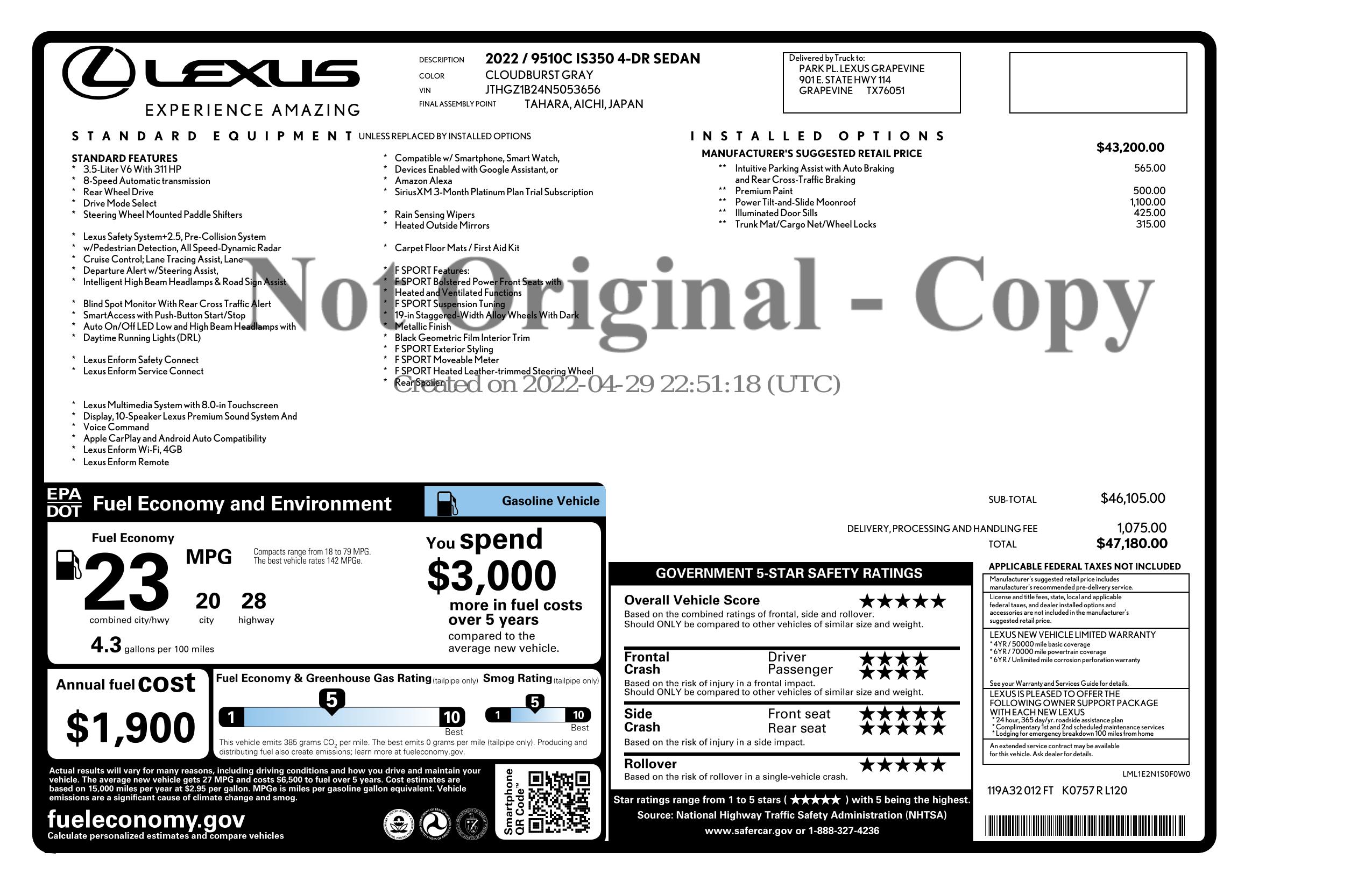 Monroney Label
