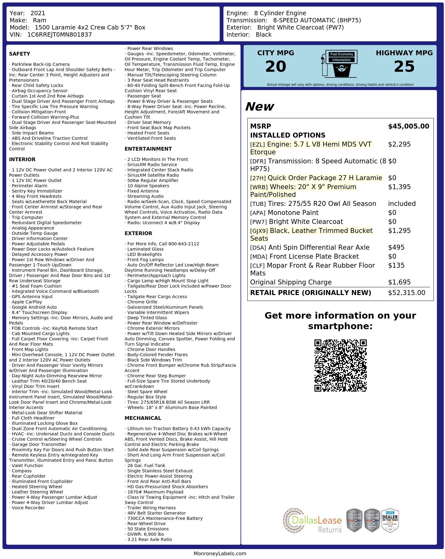 Monroney Label