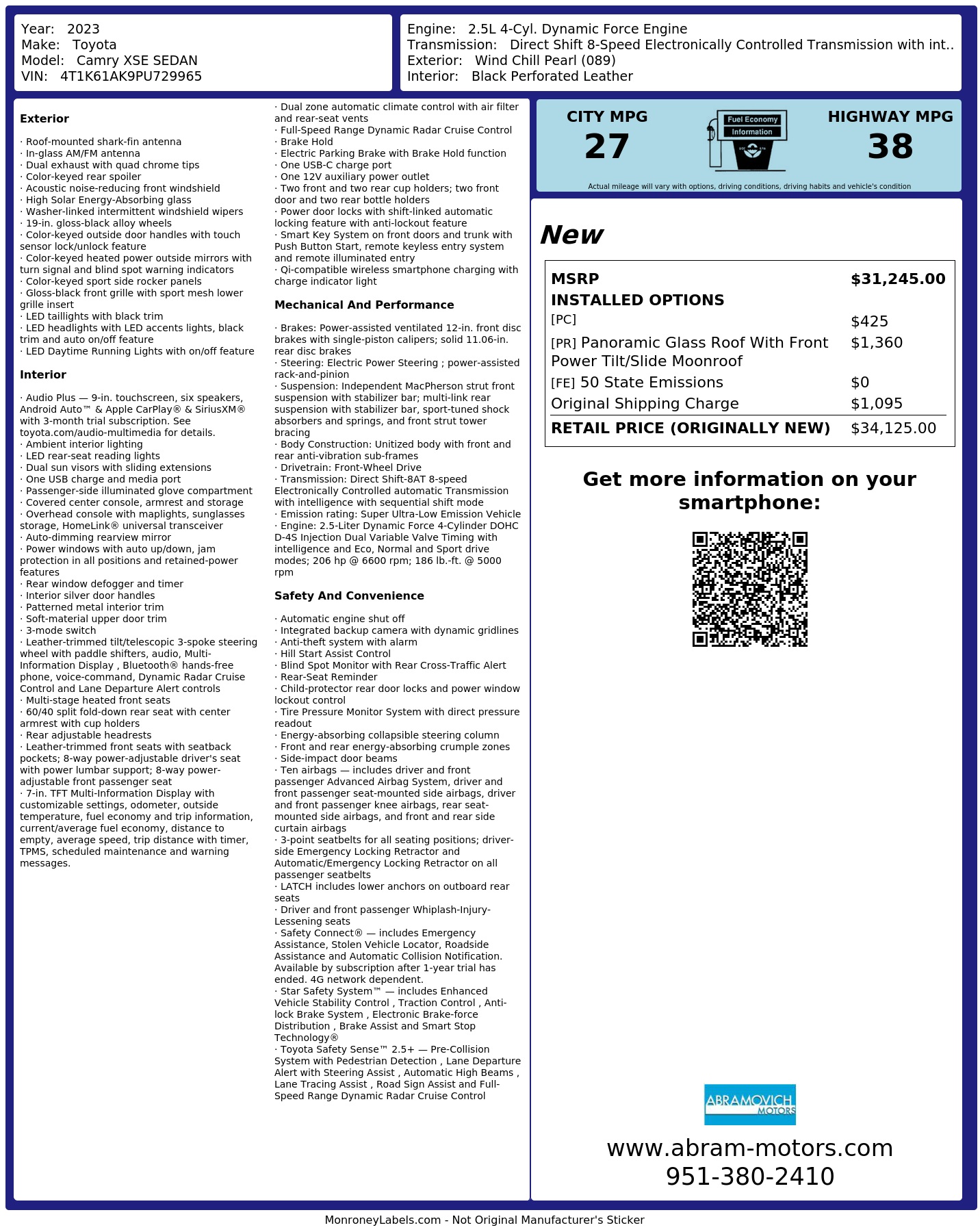 Monroney Label