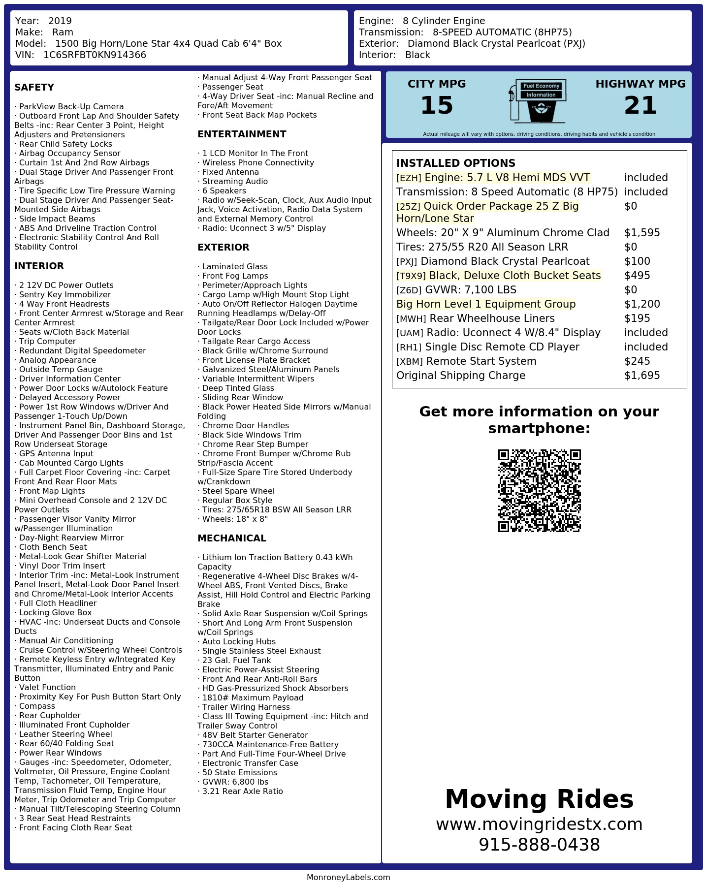 Monroney Label