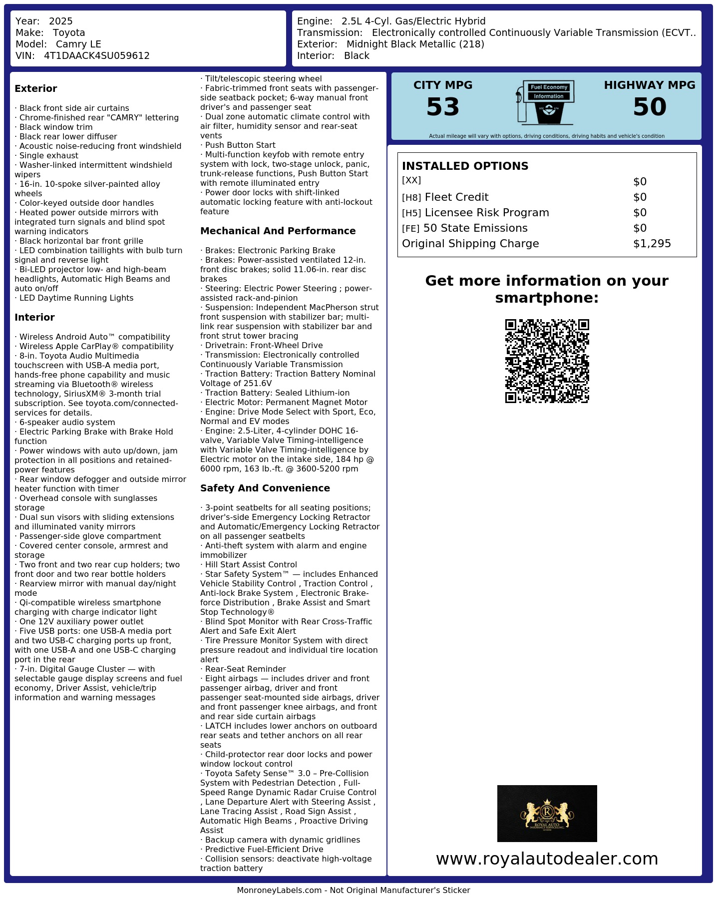 Monroney Label
