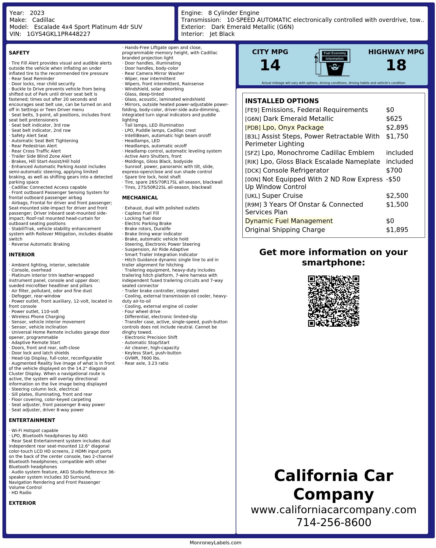 Monroney Label