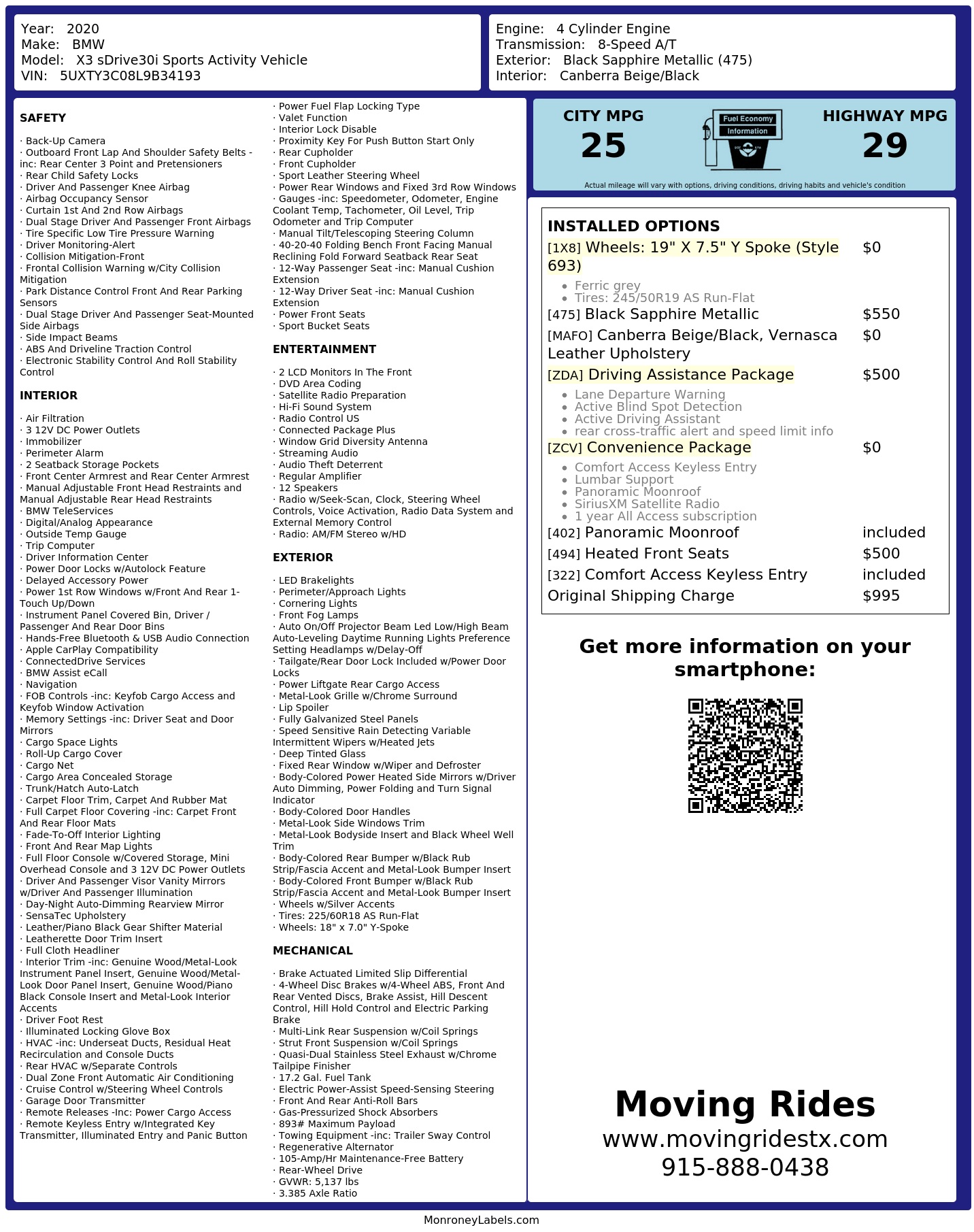 Monroney Label
