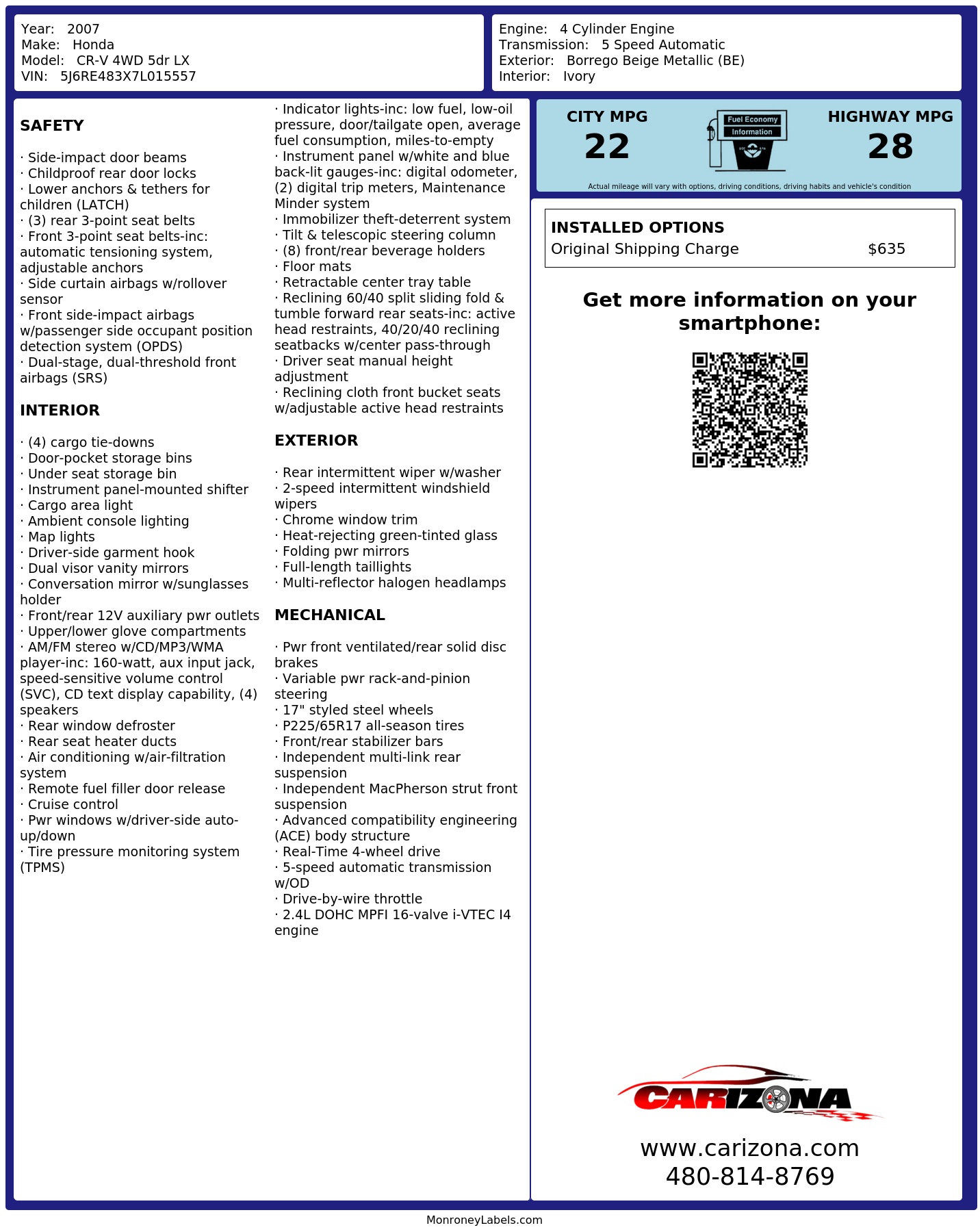 Monroney Label