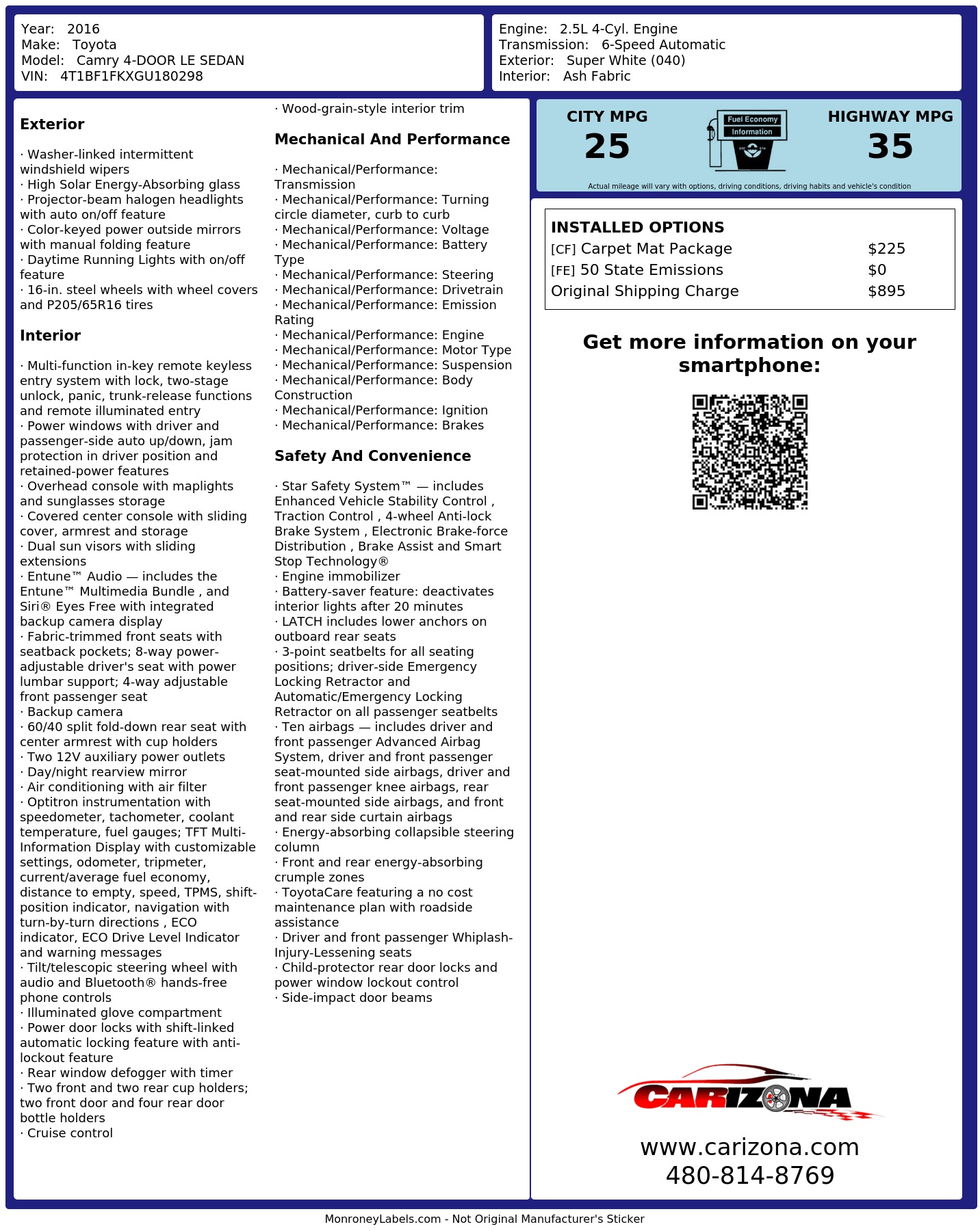 Monroney Label