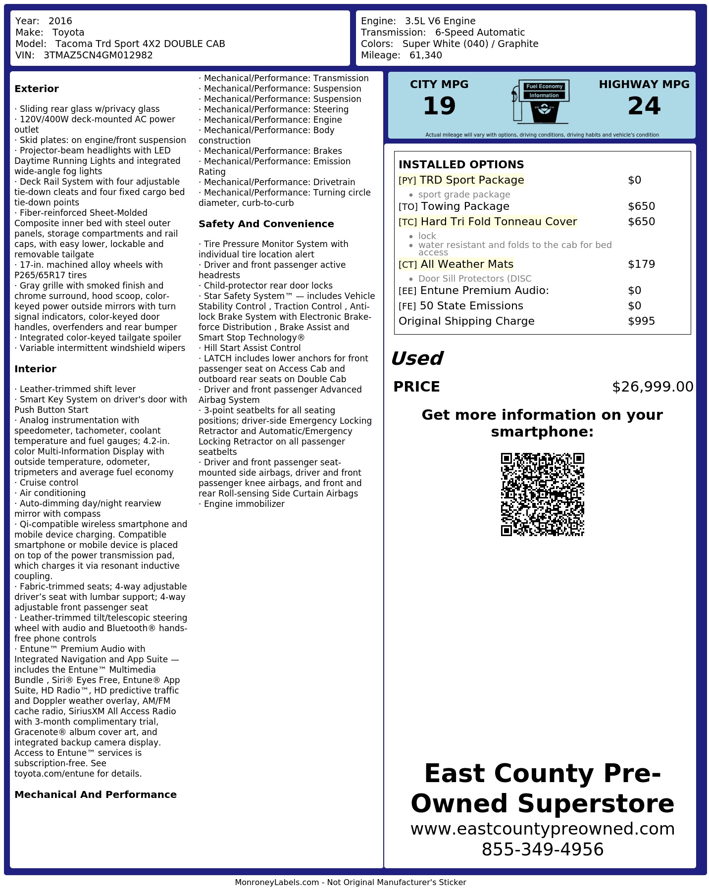 Monroney Label