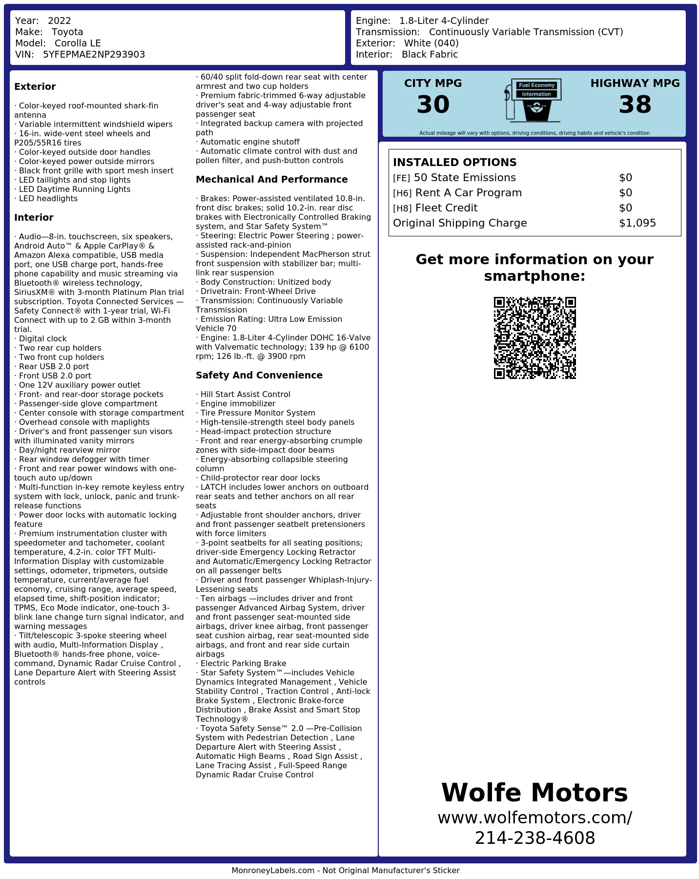 Monroney Label