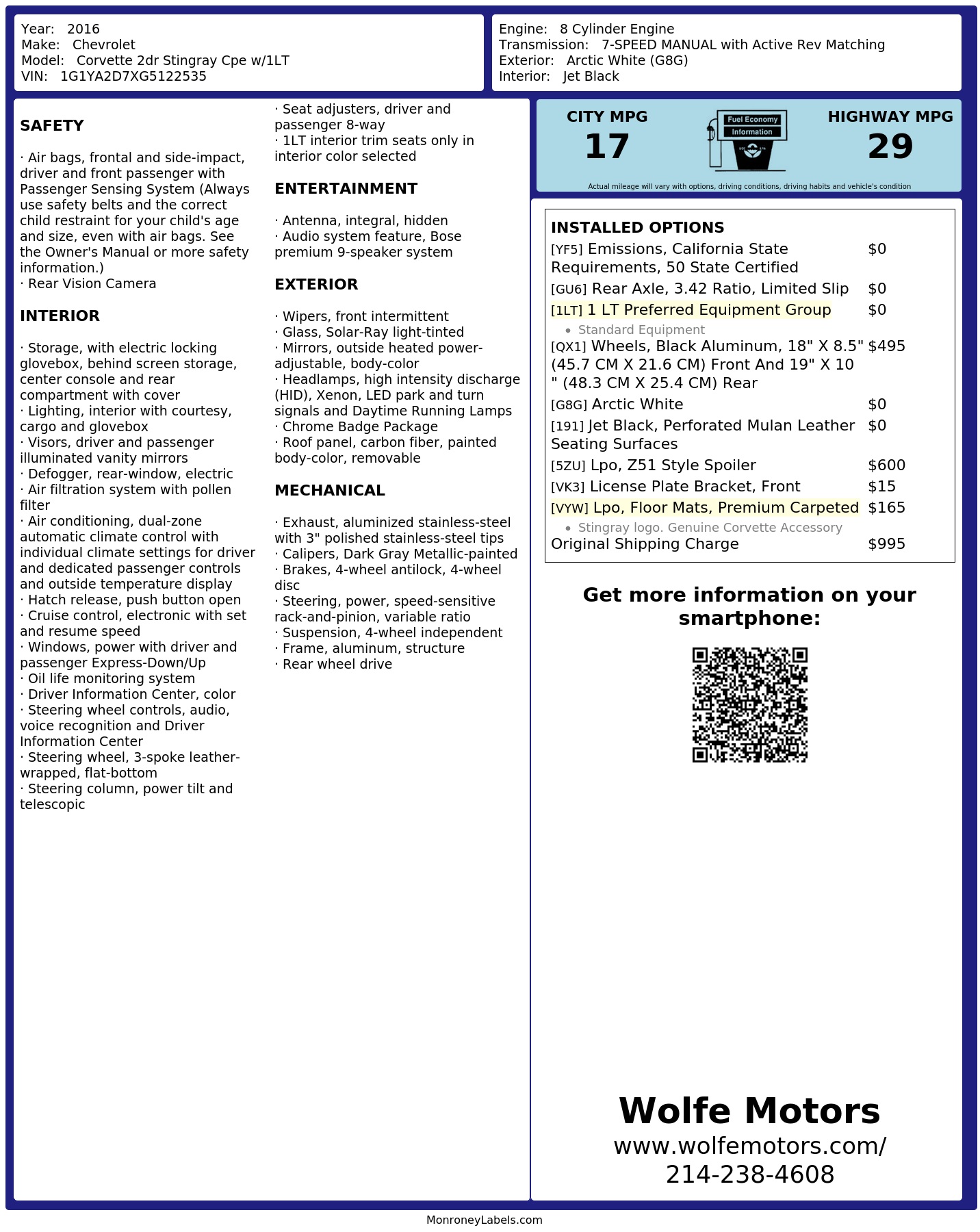 Monroney Label