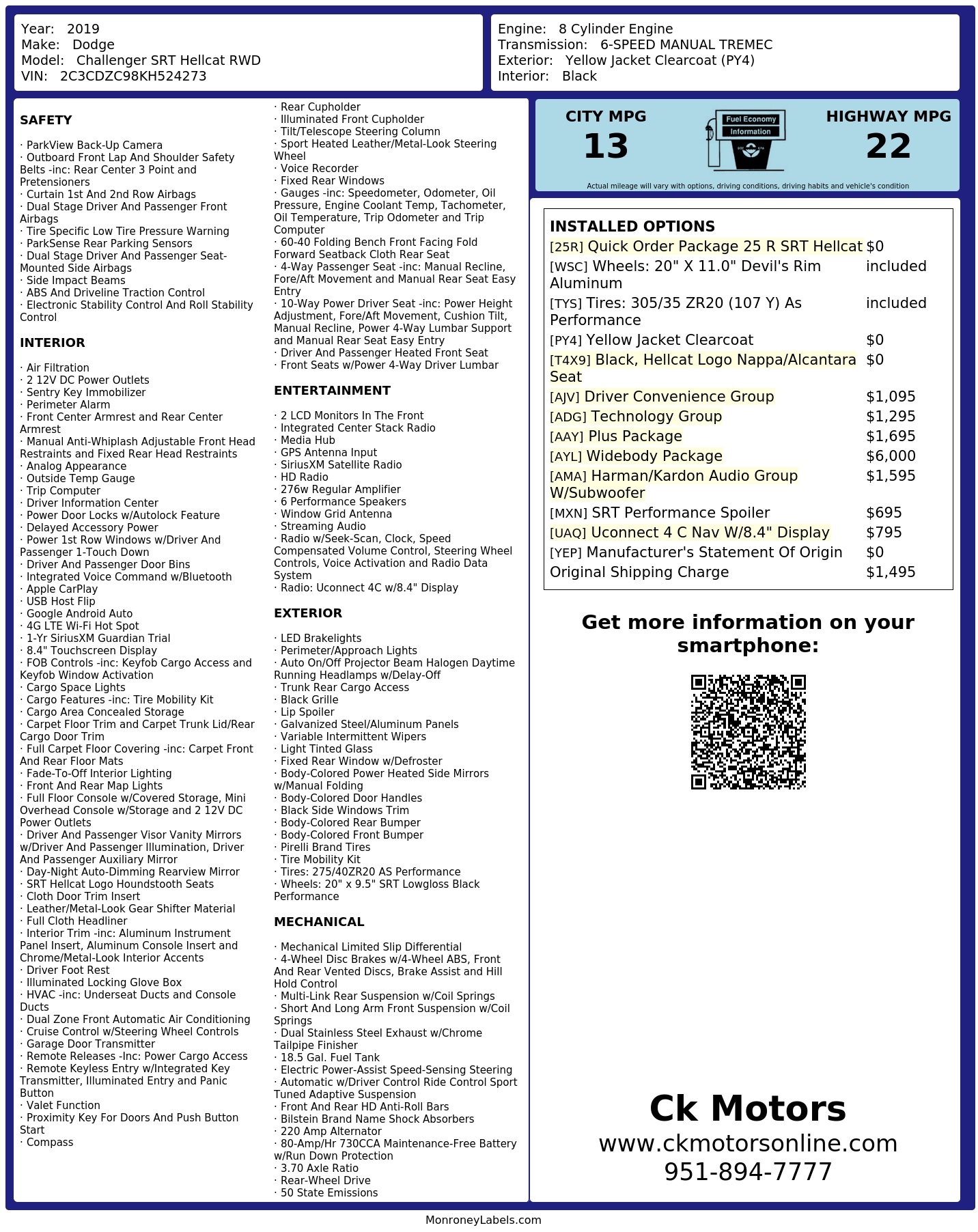 Monroney Label
