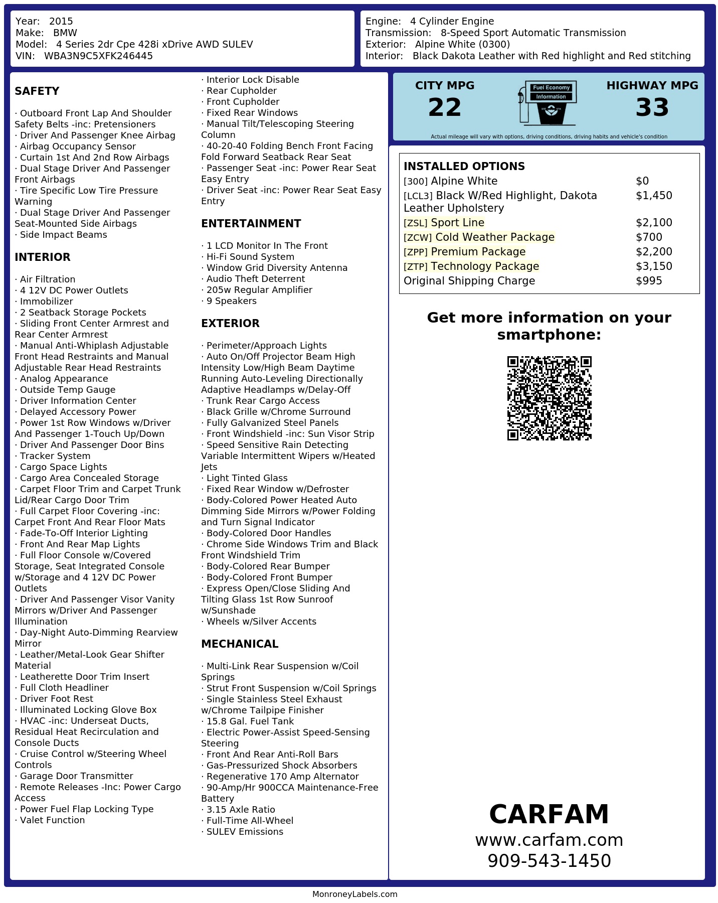 Monroney Label