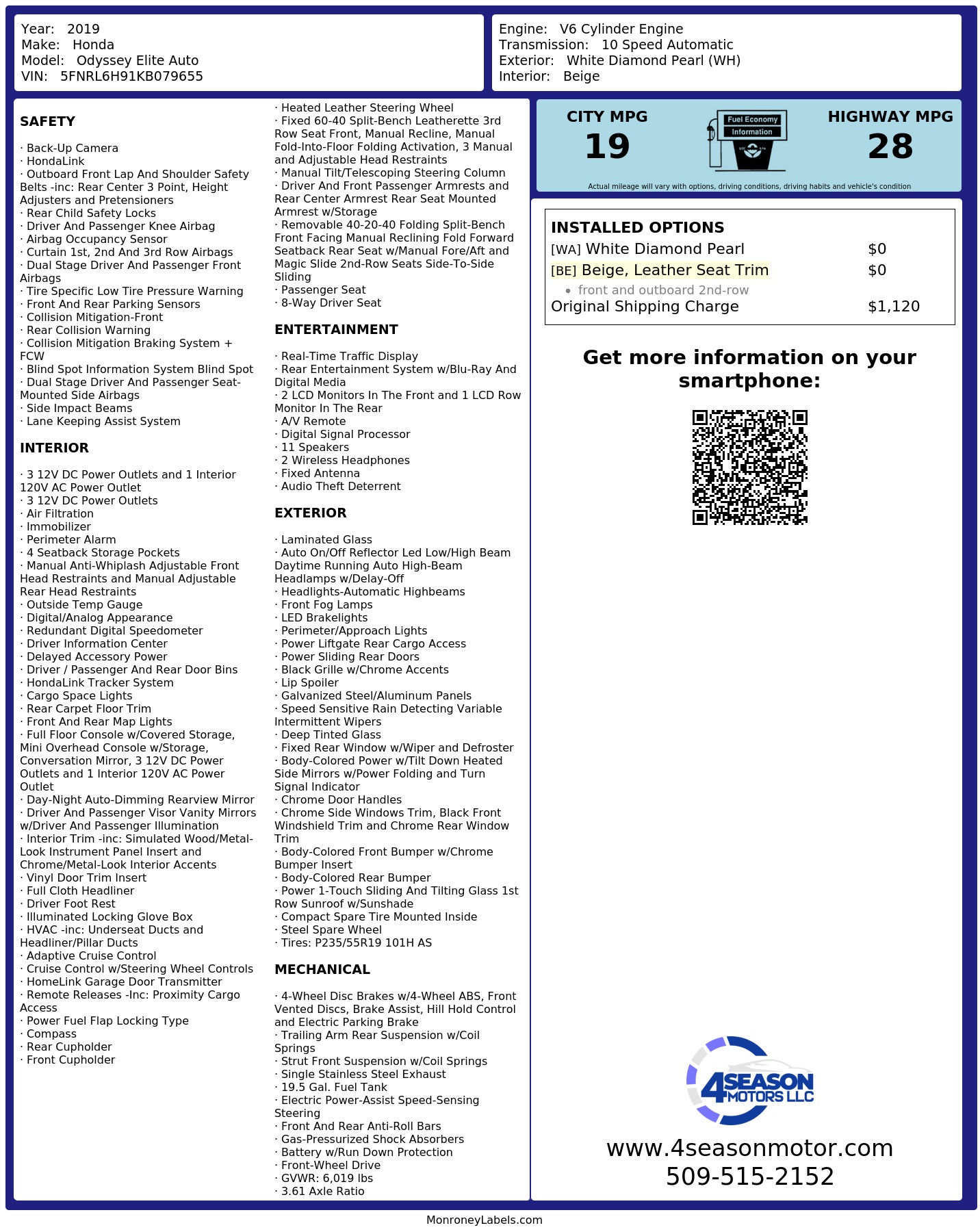 Monroney Label
