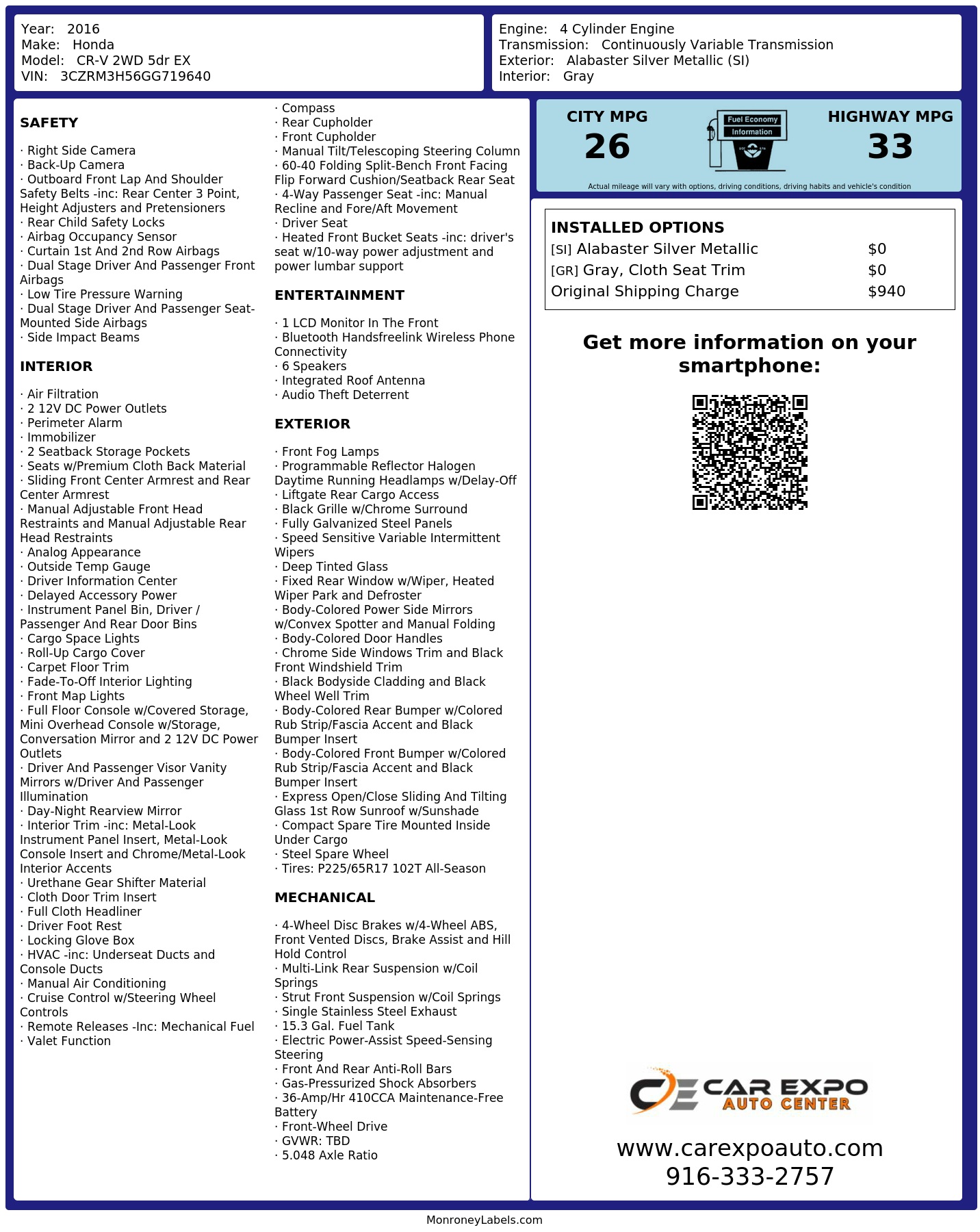 Monroney Label