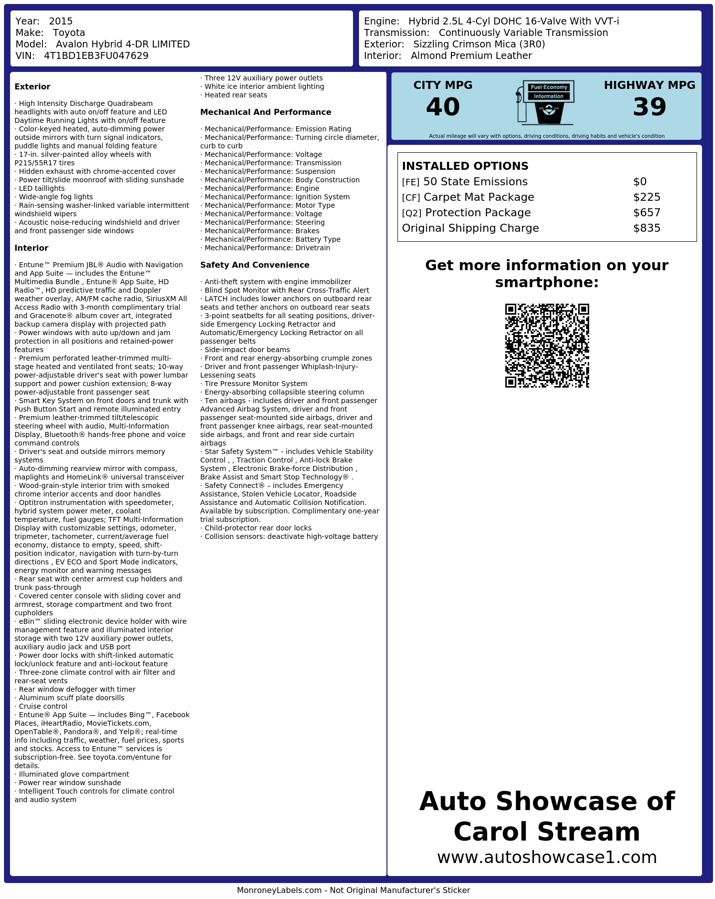 Monroney Label