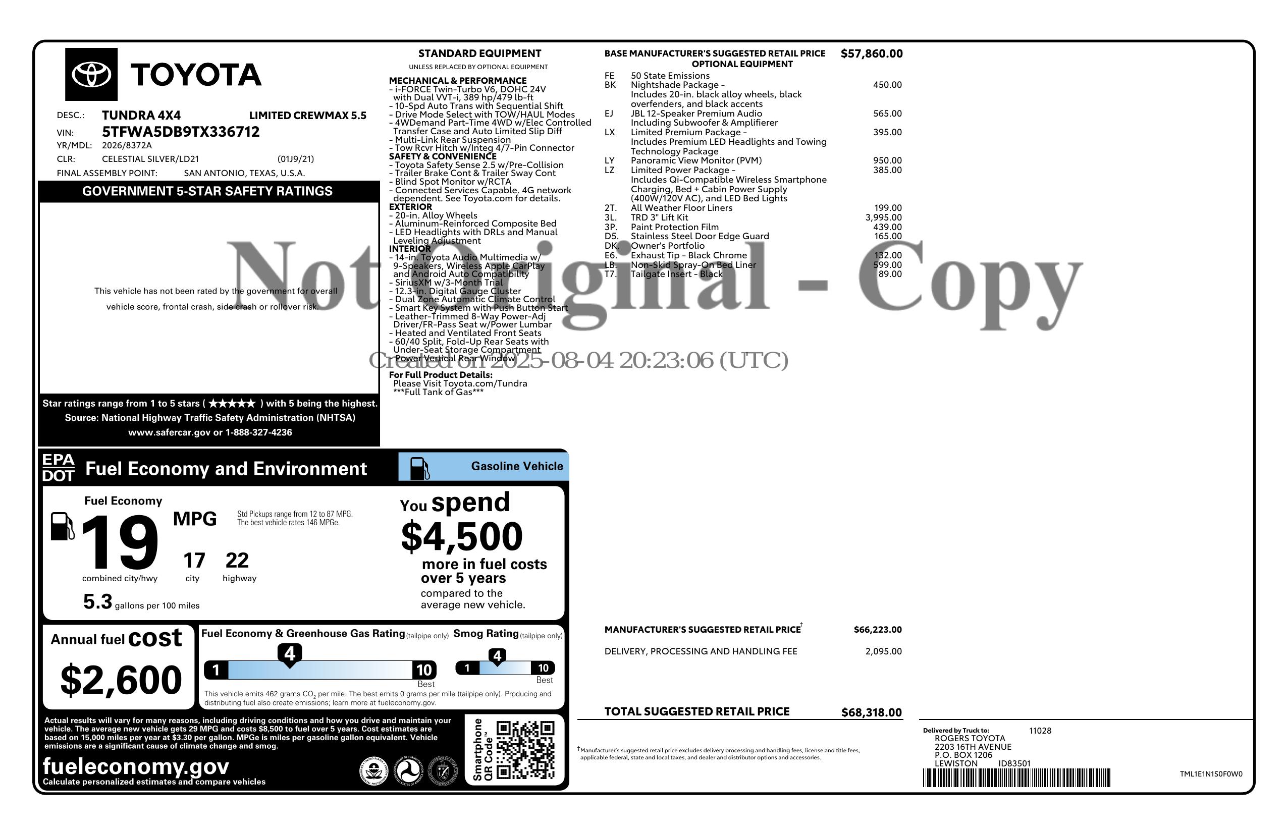 Monroney Label