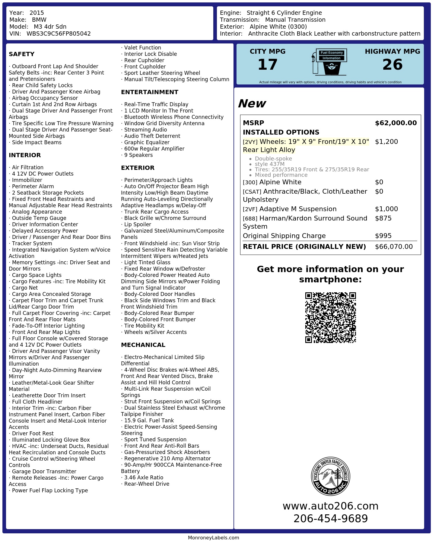 Monroney Label
