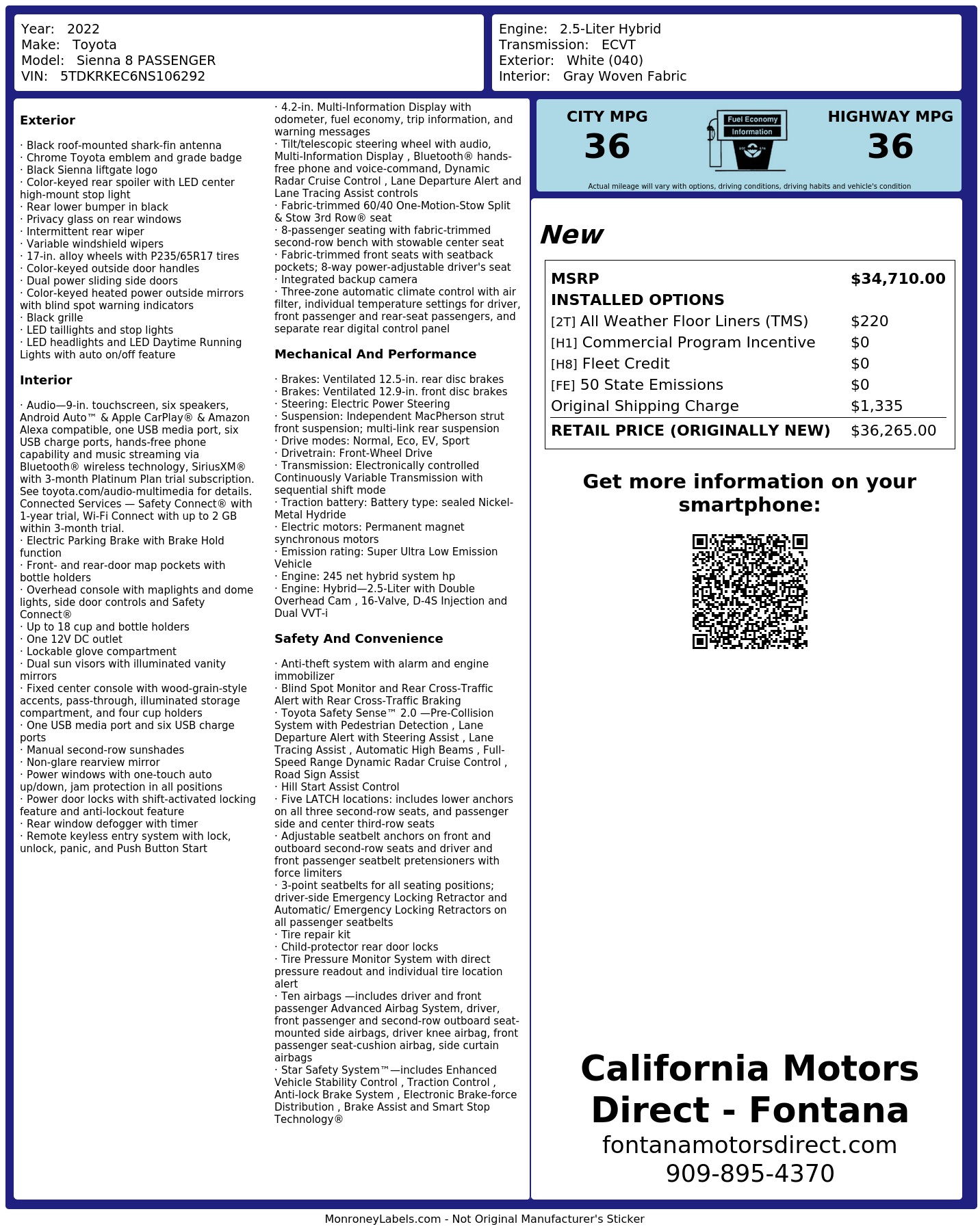 Monroney Label