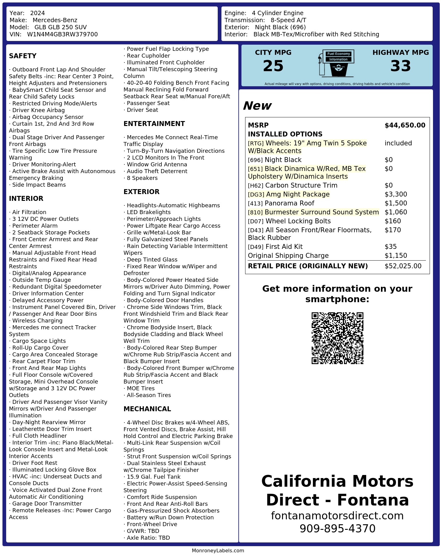 Monroney Label