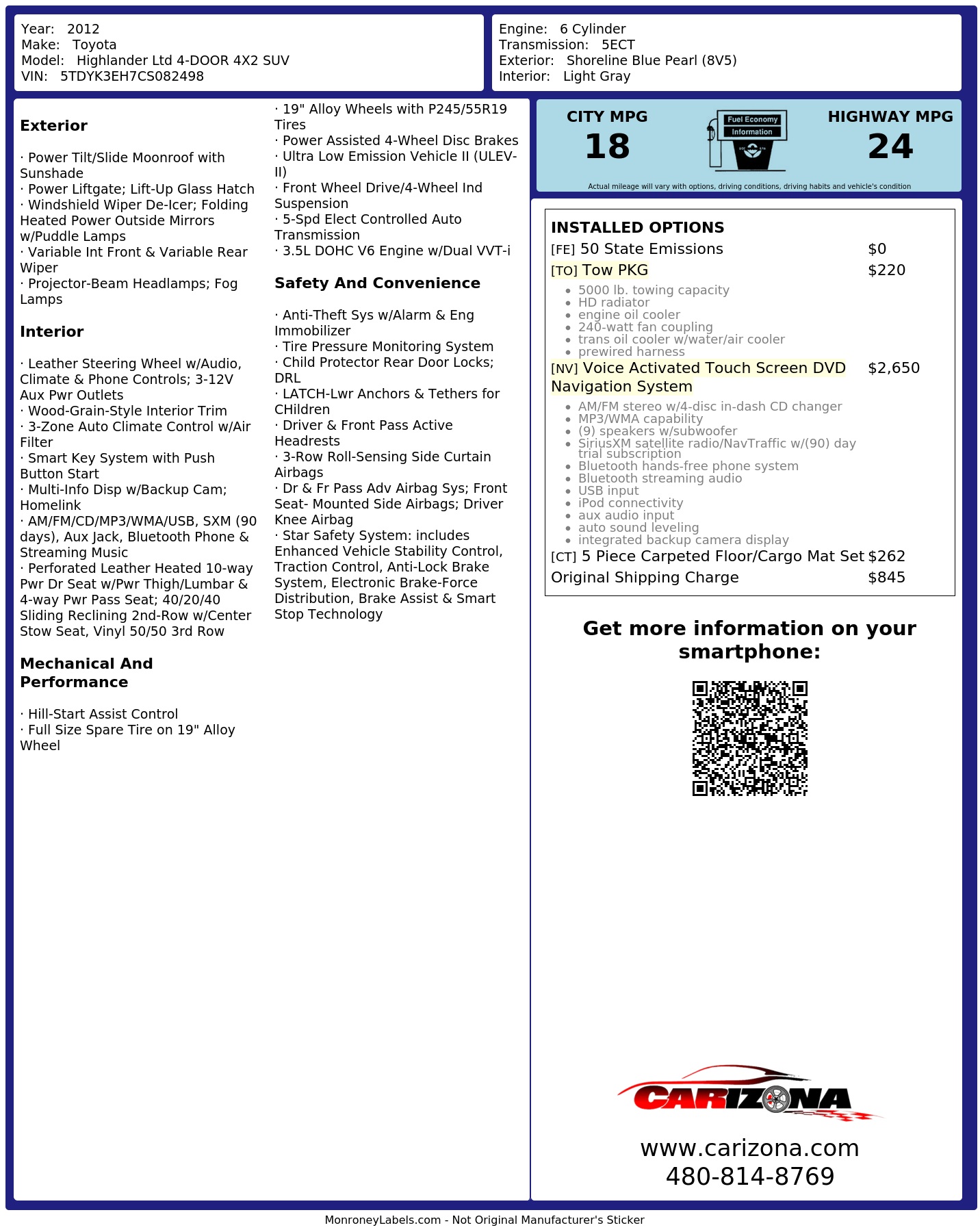 Monroney Label