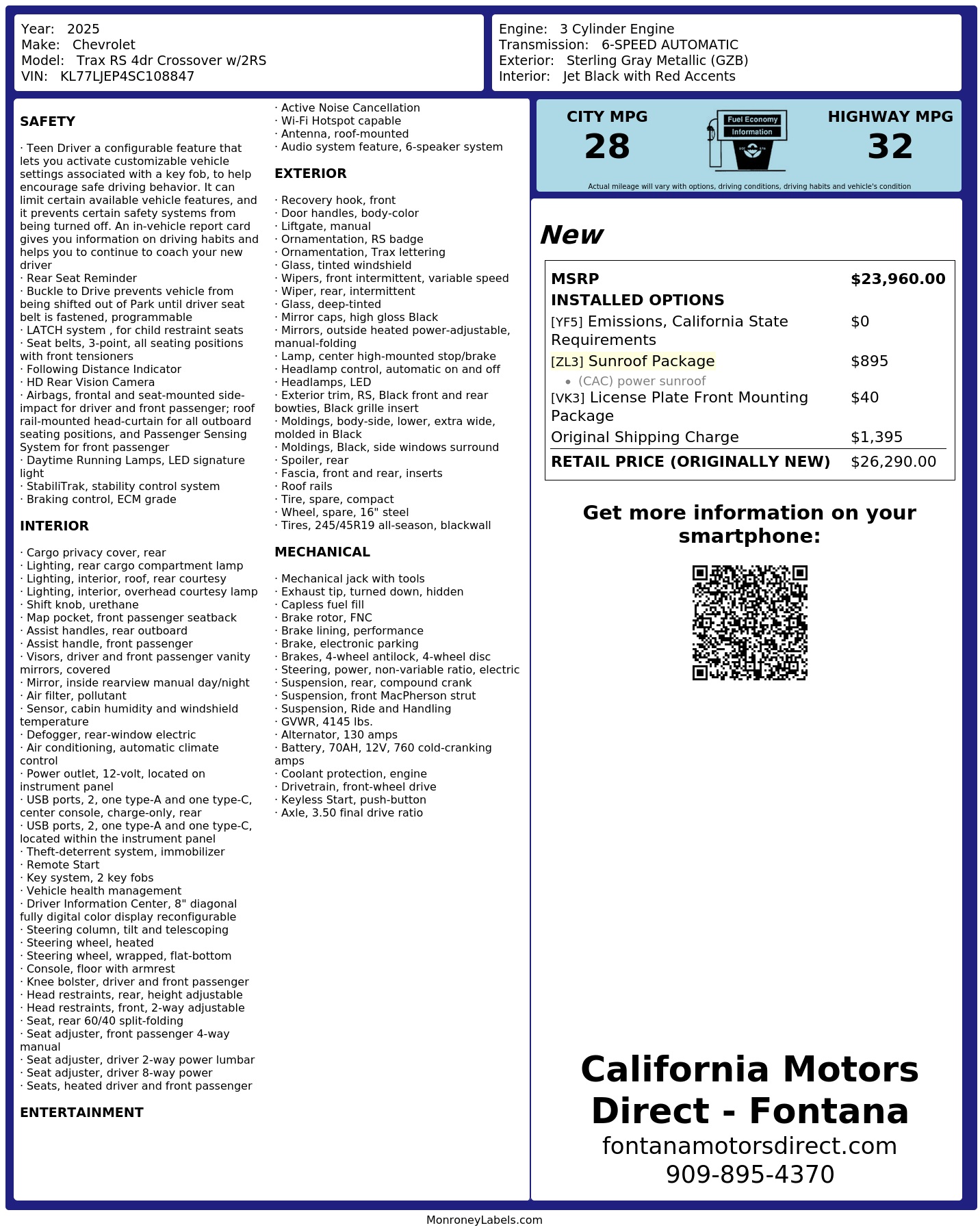 Monroney Label