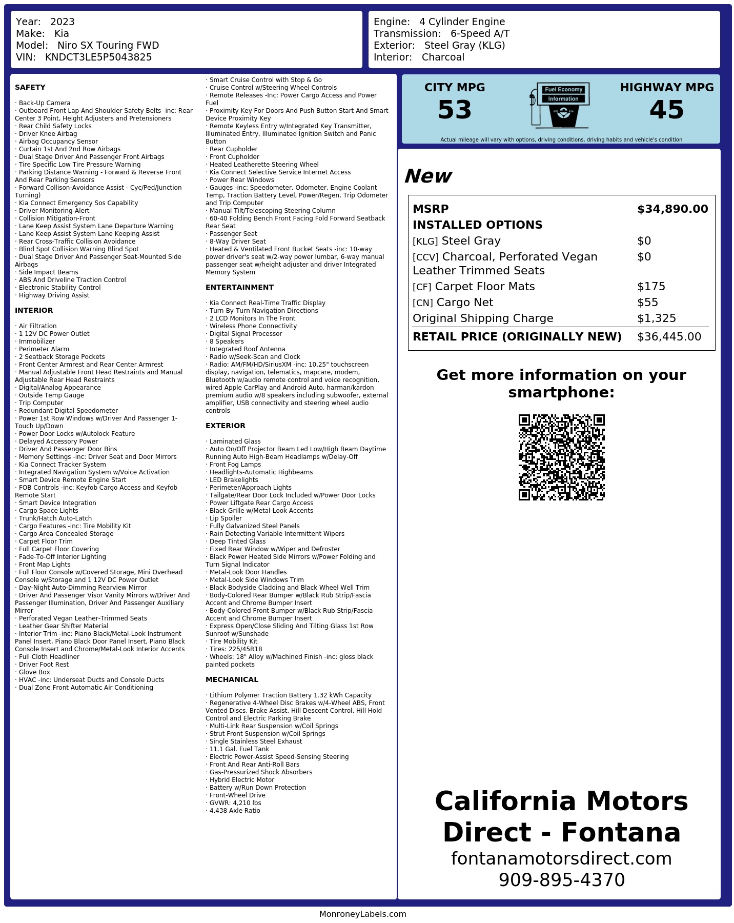 Monroney Label