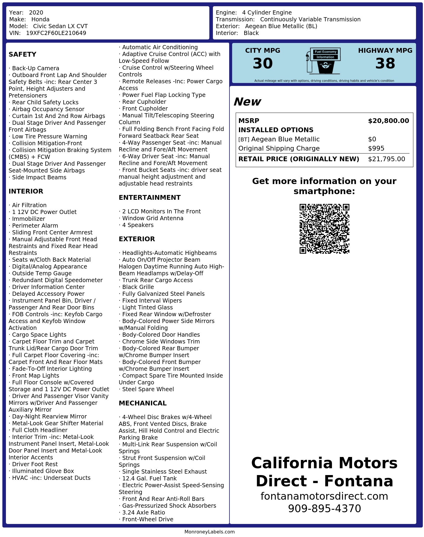 Monroney Label