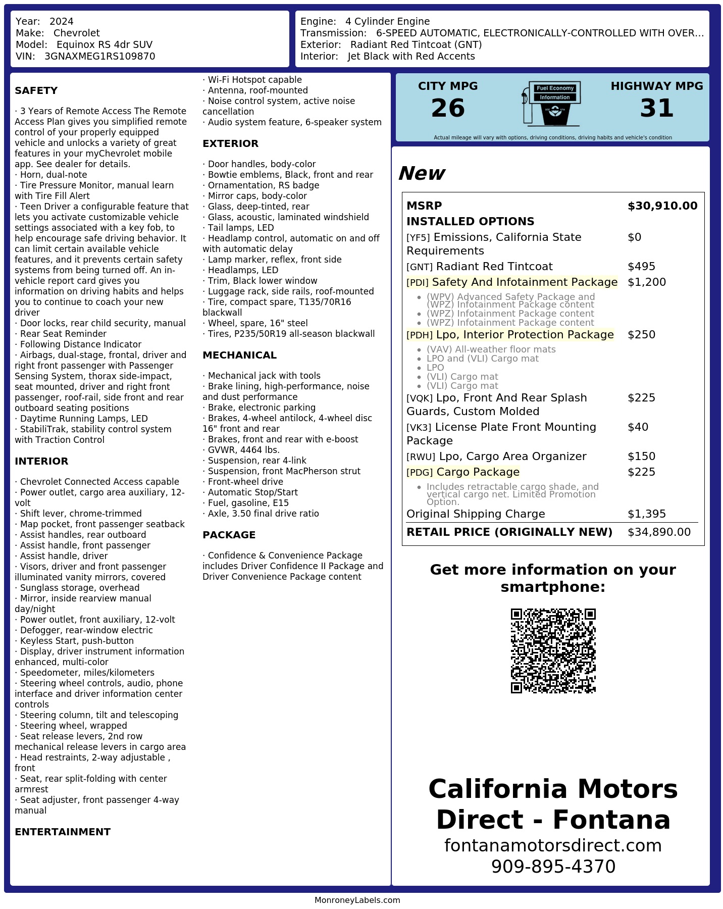 Monroney Label