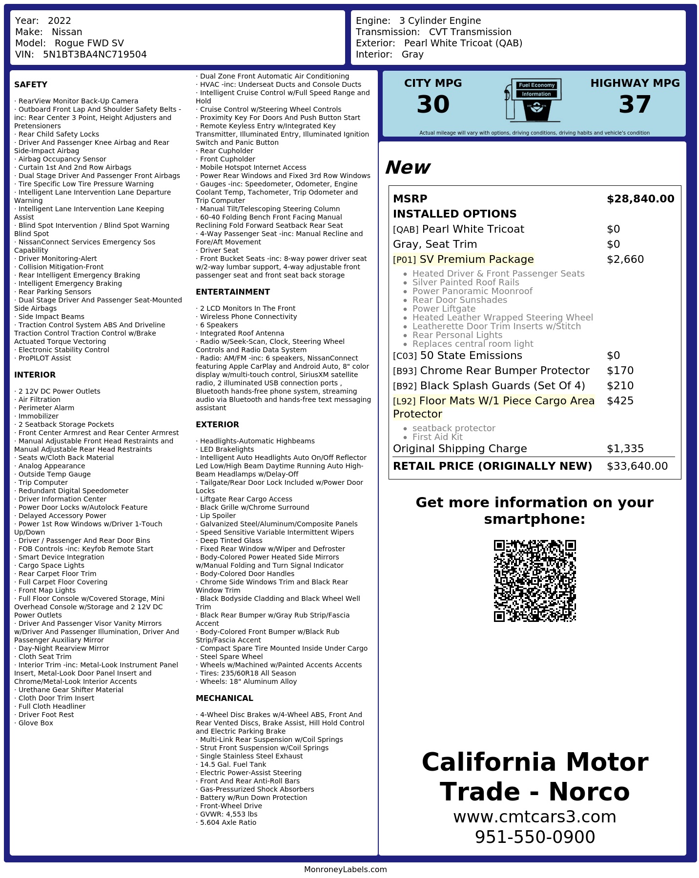 Monroney Label