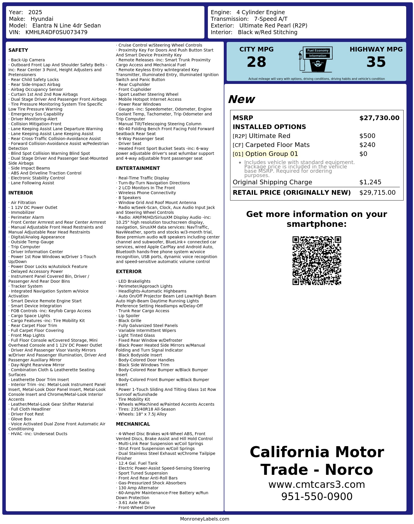 Monroney Label
