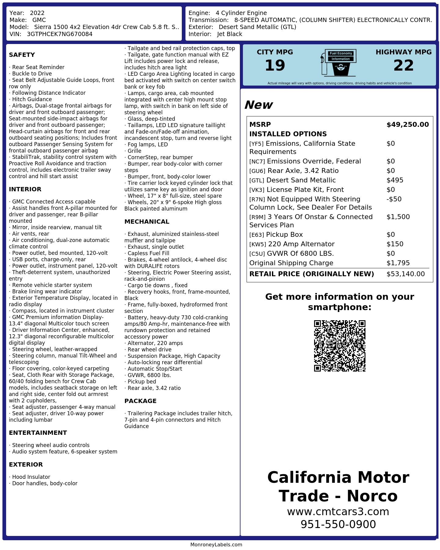 Monroney Label