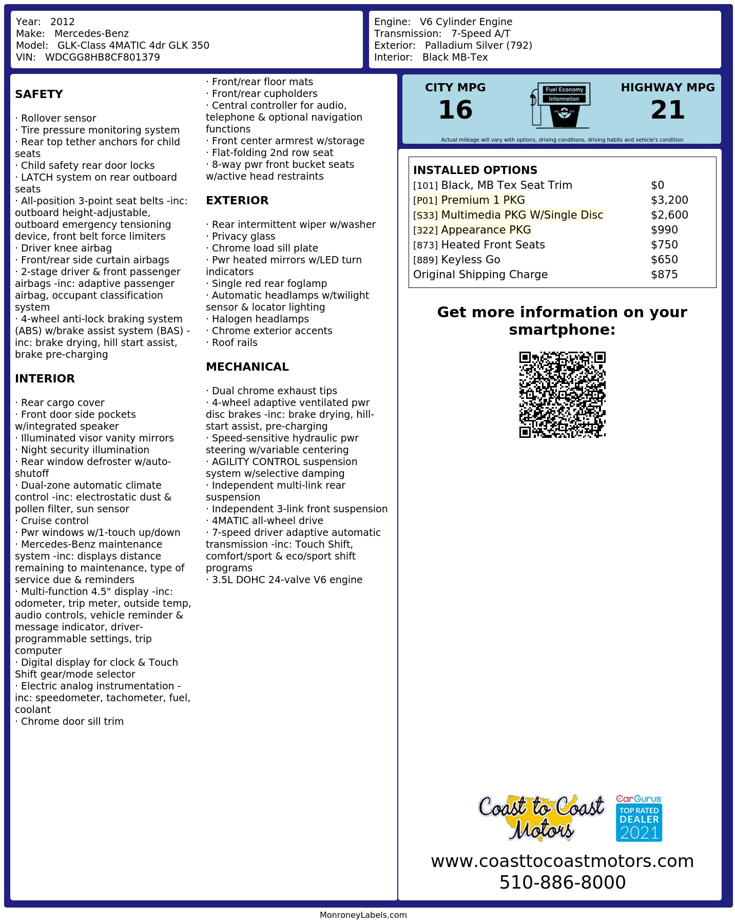 Monroney Label