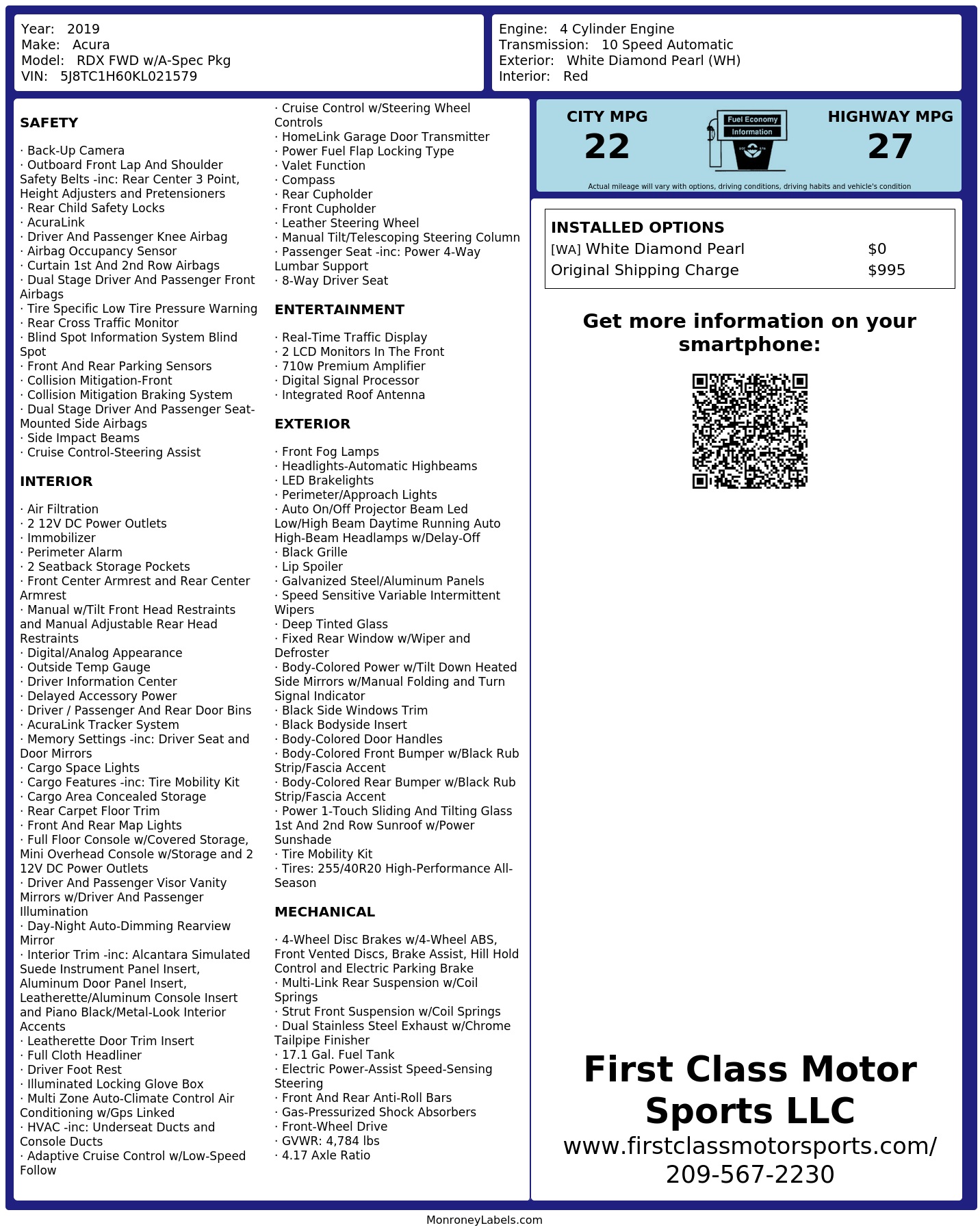 Monroney Label