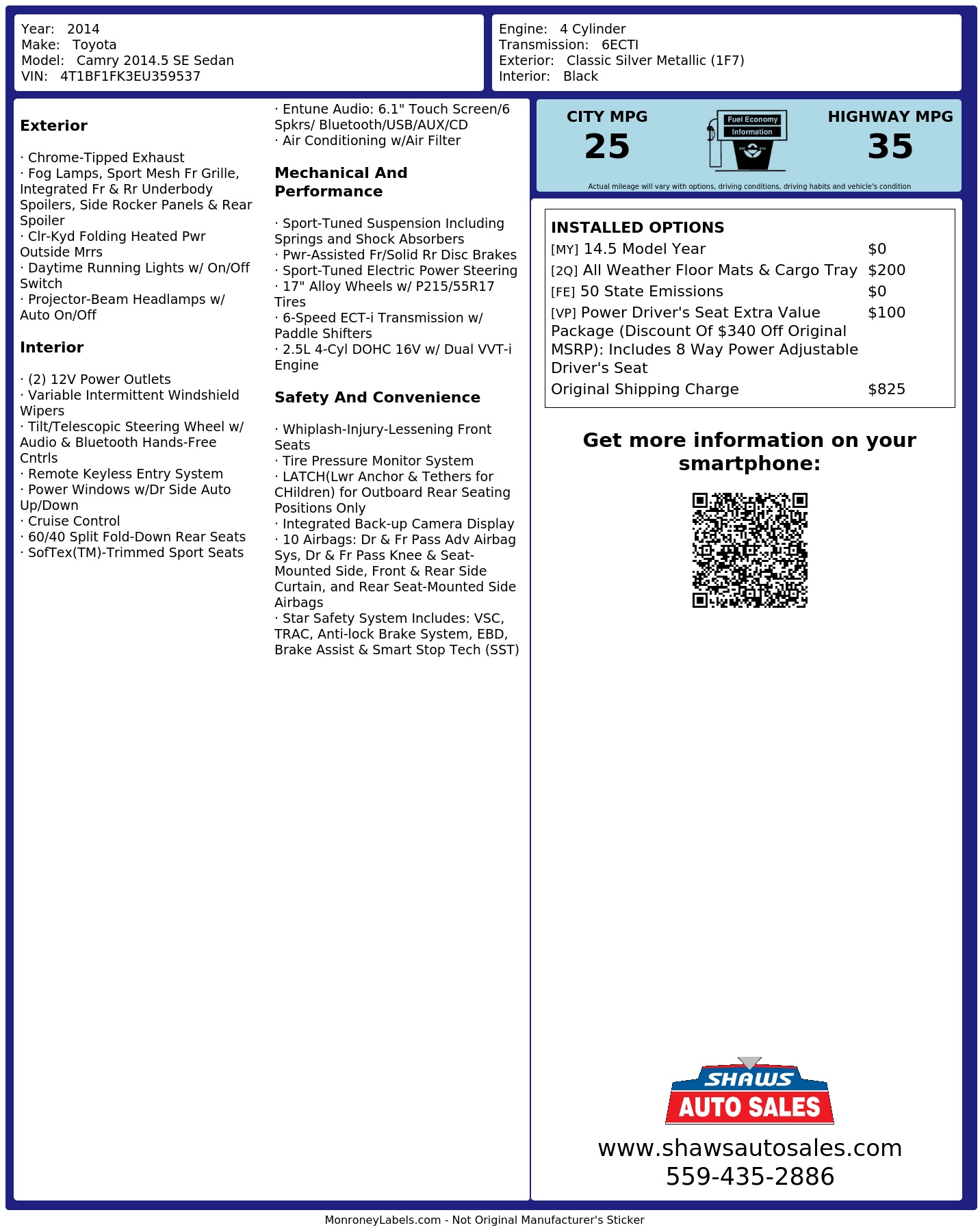 Monroney Label